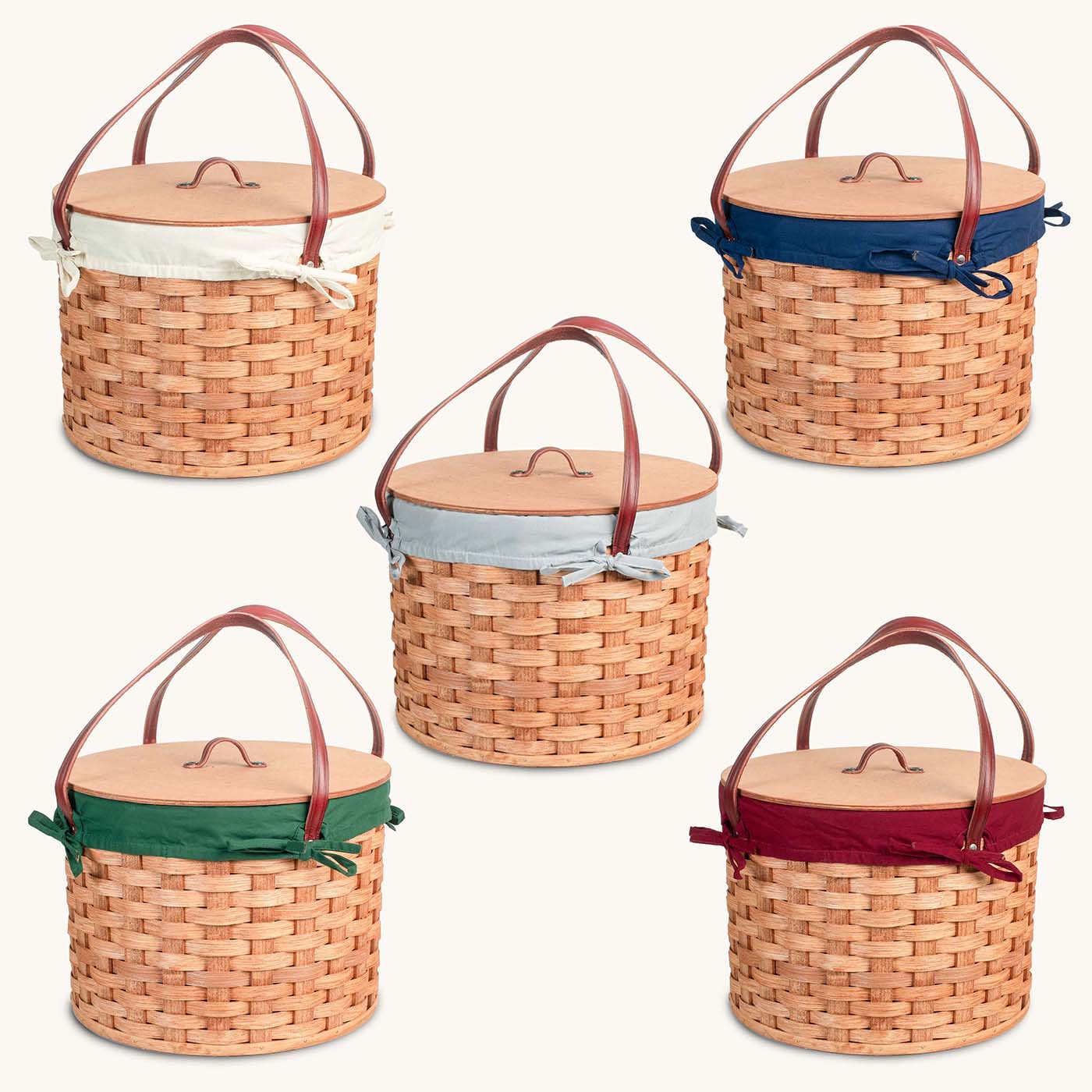 Amish Hand Sewn Basket Liner for Triple Round Pie Carrier - Perfect for Picnics, Potlucks & Holiday Baking | Durable & Stylish Pie Basket Insert