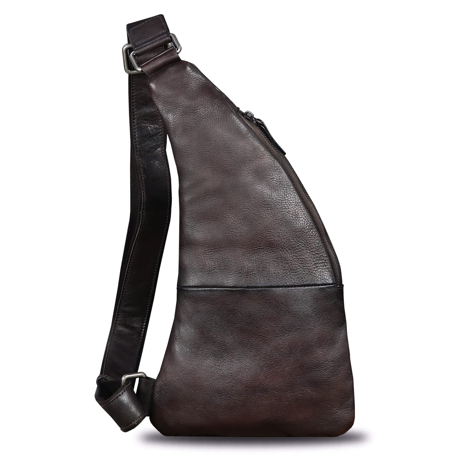 **Genuine Leather Sling Bag for Men - Vintage Handmade Crossbody Daypack, Hiking Backpack, Retro Shoulder Bag (Brown) - Perfect for Travel, Hiking & Daily Commute**