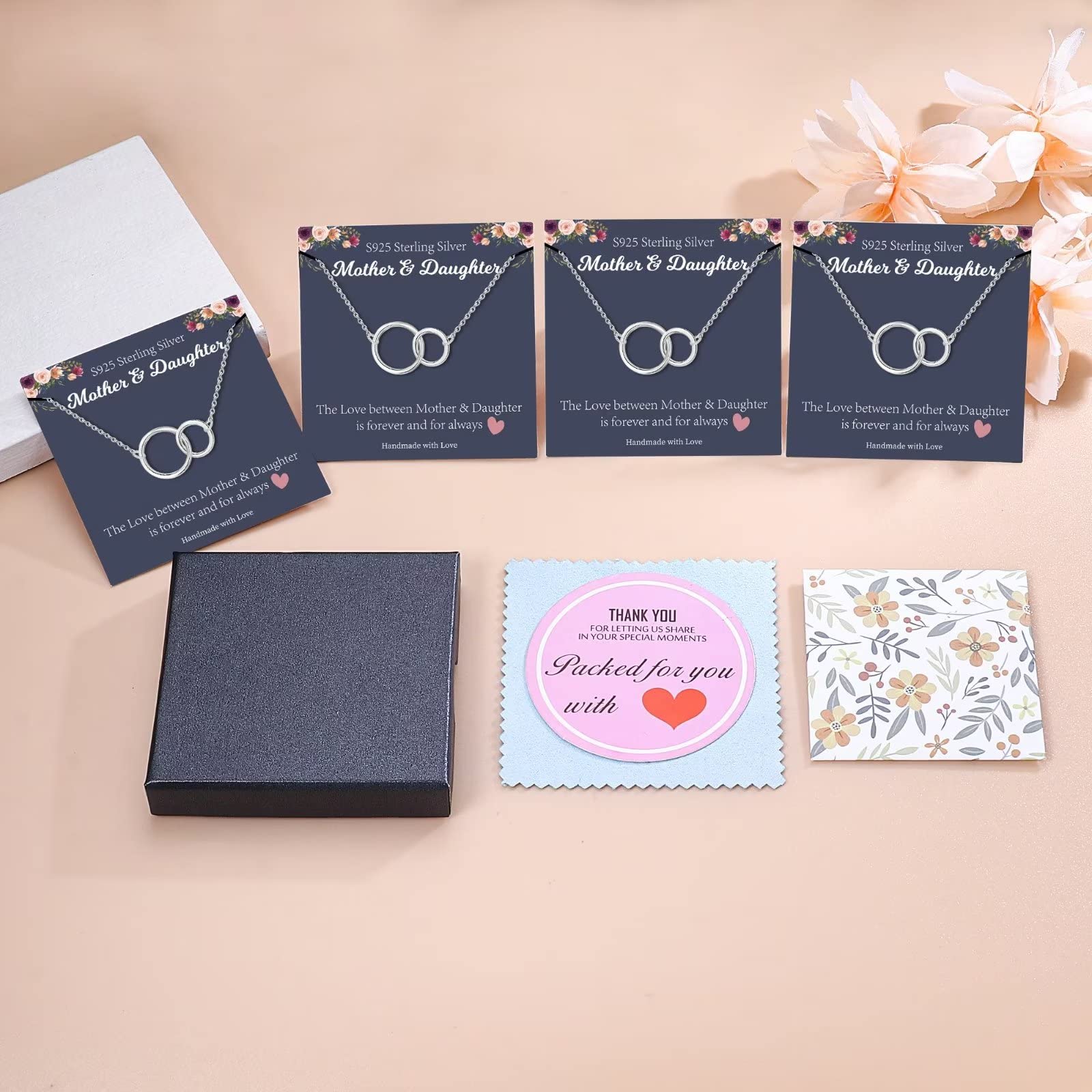 STORUP Mothers Daughter Necklace Set - Circle Pendant Jewelry for Mom & Daughters (2/3/4/5 Pieces) - Unique Birthday Gift for Women - Perfect for Mother's Day, Christmas & Family Celebrations