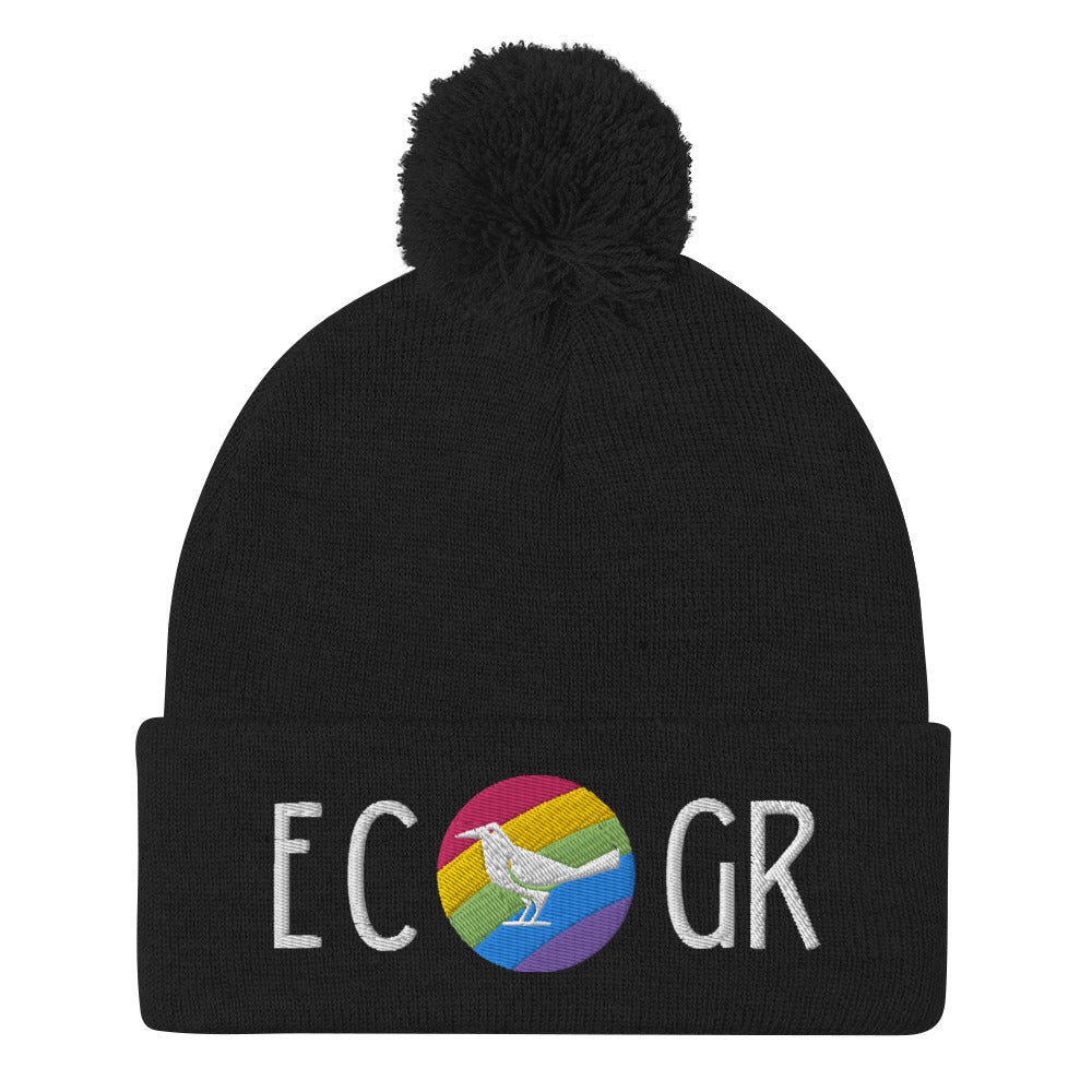 East Co. Grackles Pom Beanie - Stylish Winter Hat for Men & Women - Warm Knit Beanie with Faux Fur Pom - Perfect for Outdoor Activities, Skiing, and Casual Wear