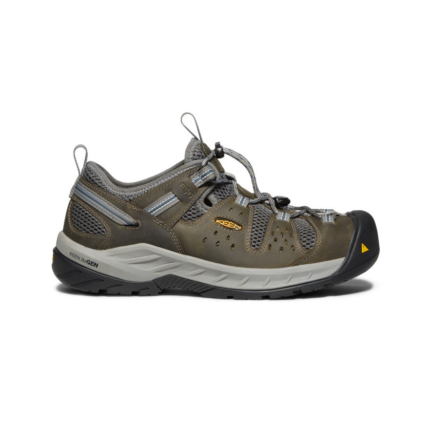 Men's Atlanta Cool II ESD Steel Toe Work Shoes - Gargoyle/Midnight Navy | Slip Resistant & Electrical Hazard Protection for Construction & Warehouse Workers