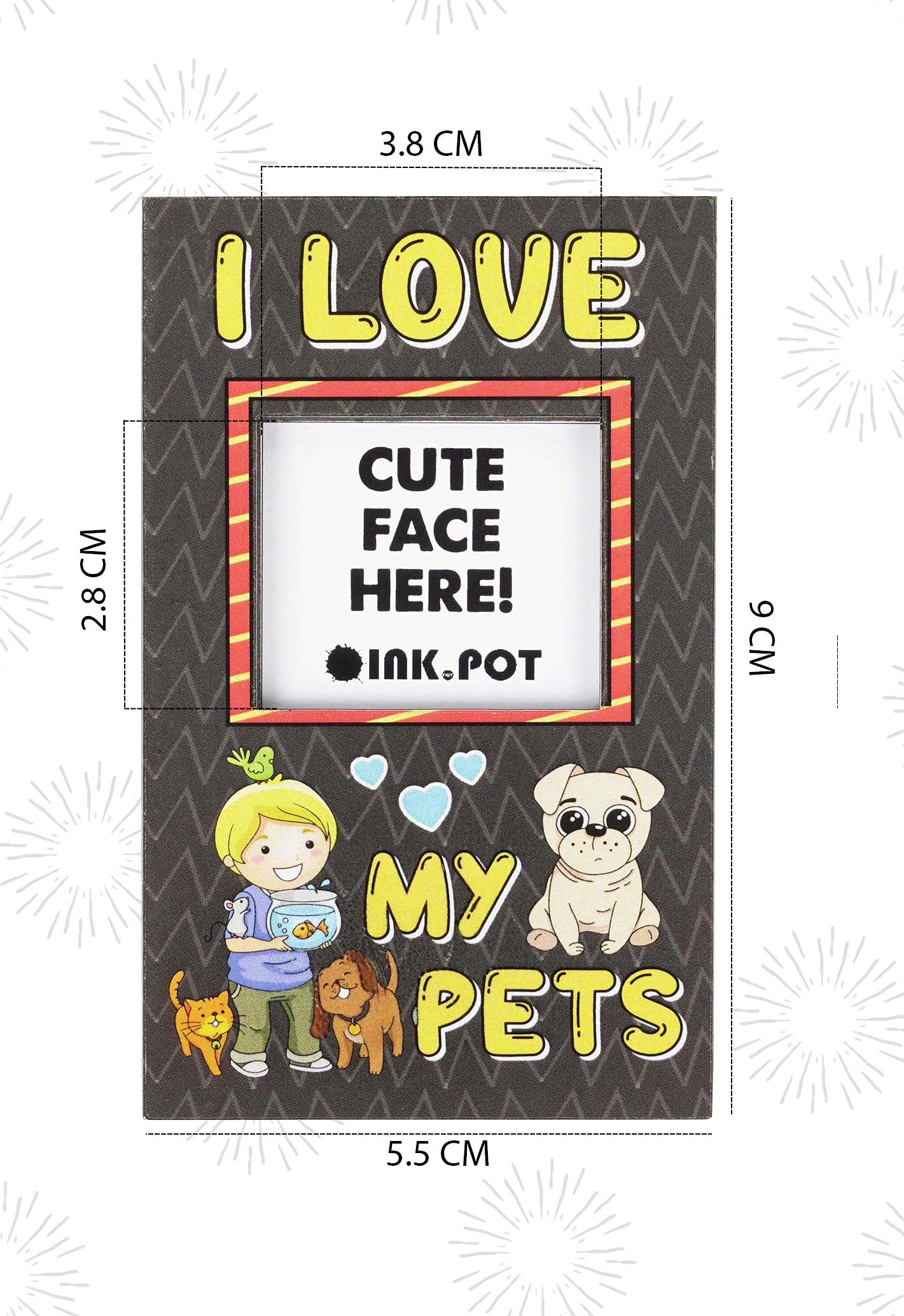 I Love My Pet Magnetic Photo Frame - Cute Mini Refrigerator Magnet for Pet Lovers - 3.5