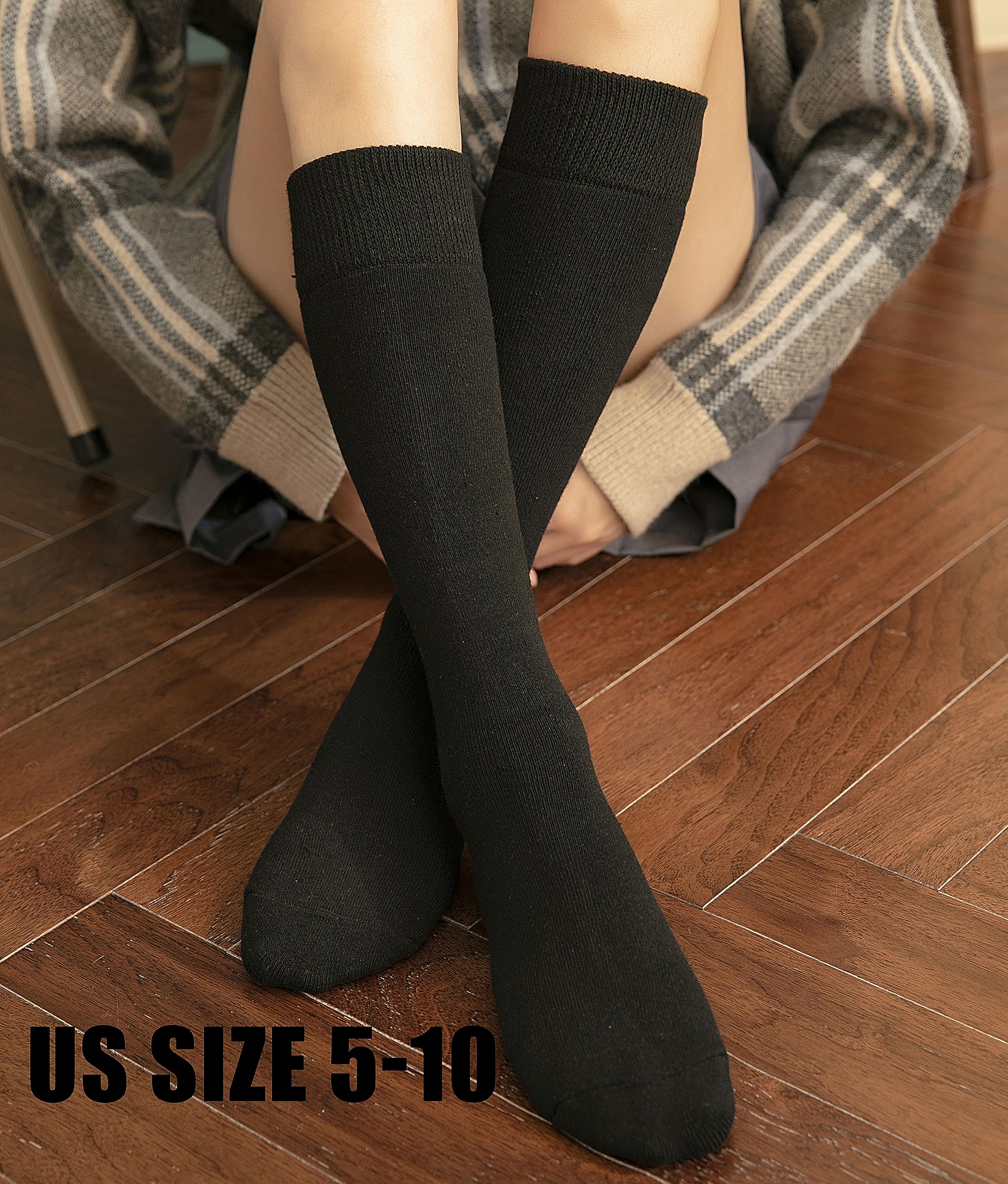 Women's Thermal Knee High Socks - Soft Cotton Cushioned Winter Socks for Hiking, Skiing, Work & Cold Weather - Perfect for Outdoor Activities, Office Wear & Gift Giving