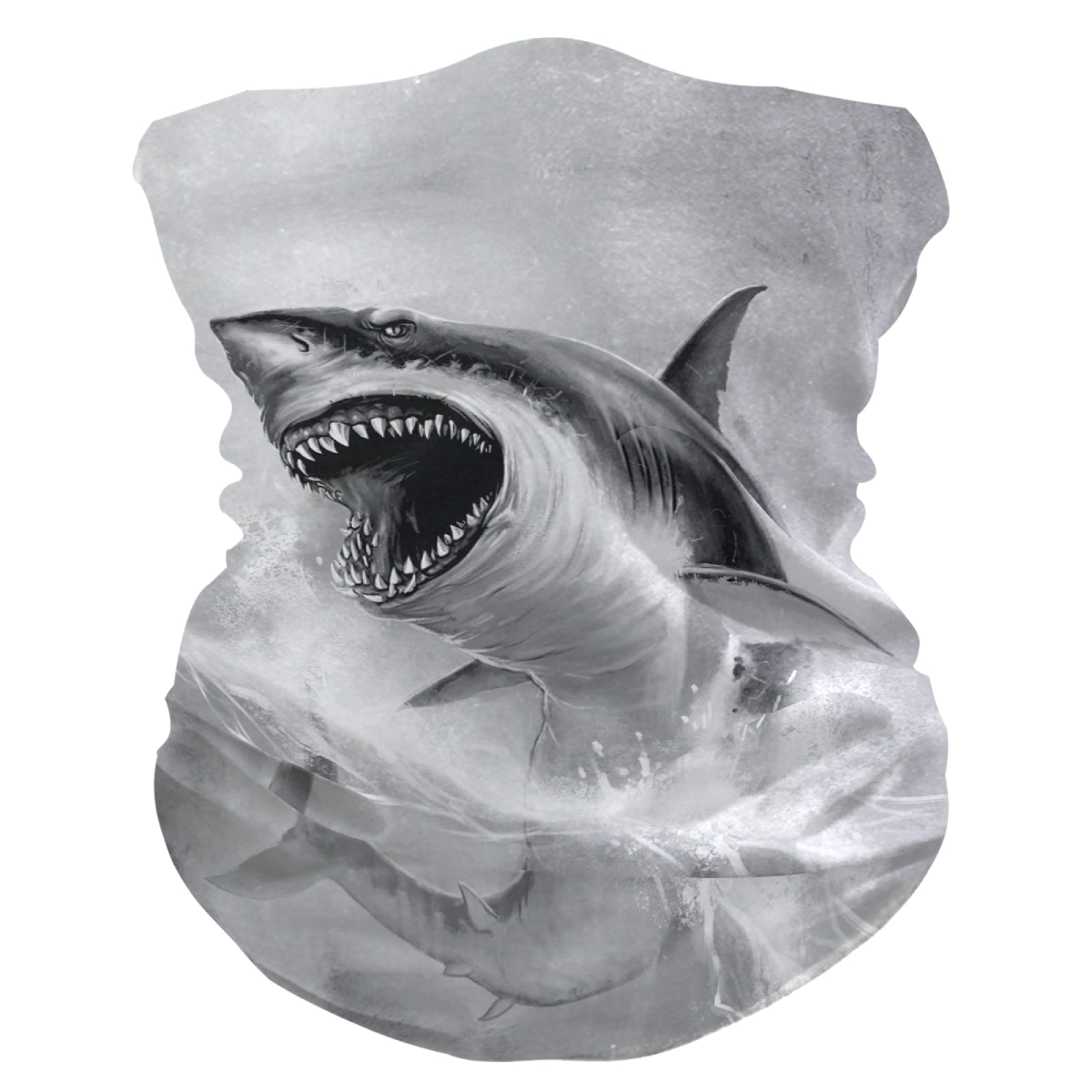 Great Shark Face Mask - Unisex Bandana Neck Gaiter with Open Mouth Teeth Design, Breathable & Lightweight Headwear, Reusable Balaclava Scarf for Men & Women - Perfect for Outdoor Sports, Cycling, Running, and Sun Protection