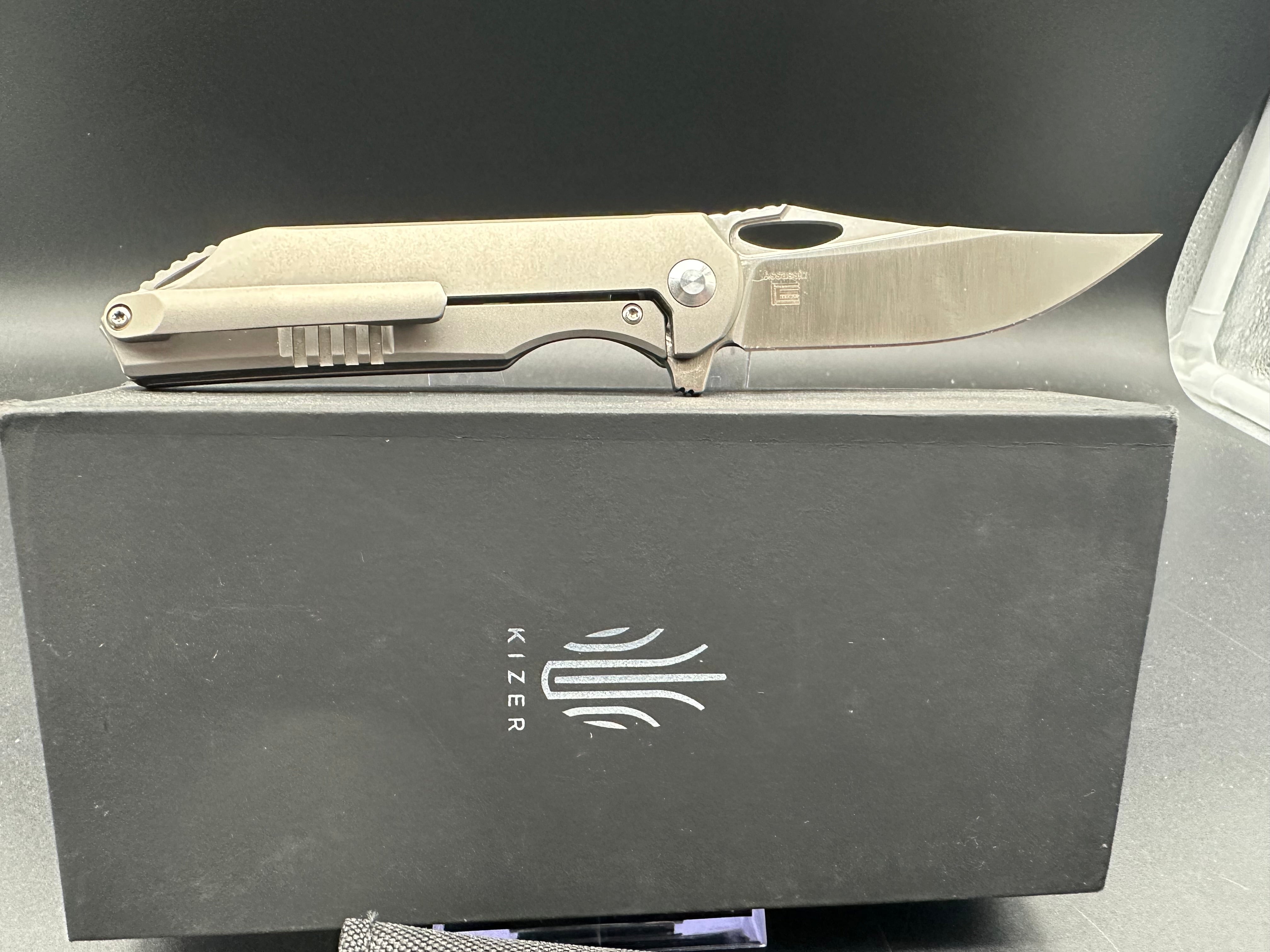 Kizer Assassin Frame Lock Flipper Knife - Premium Titanium Folding Pocket Knife with 3.15