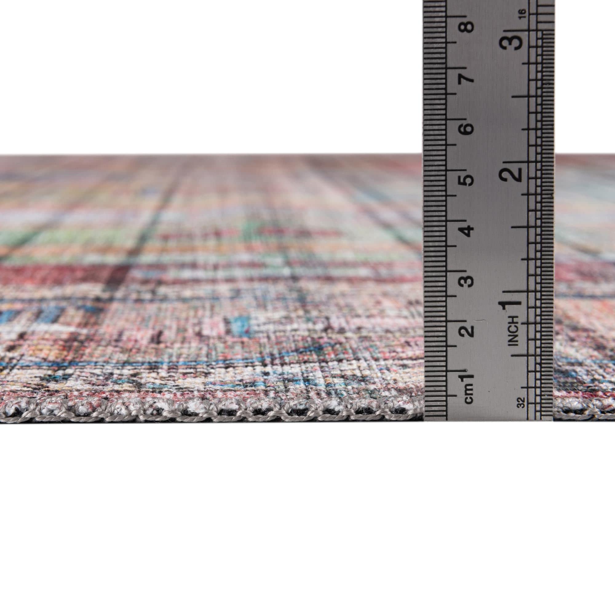 Washable 5' x 8' Oval Low-Pile Rug - Maahru Collection by Rugs.com | Multi-Color Non-Slip Living Room & Dining Room Carpet for Open Floor Plans & High Traffic Areas