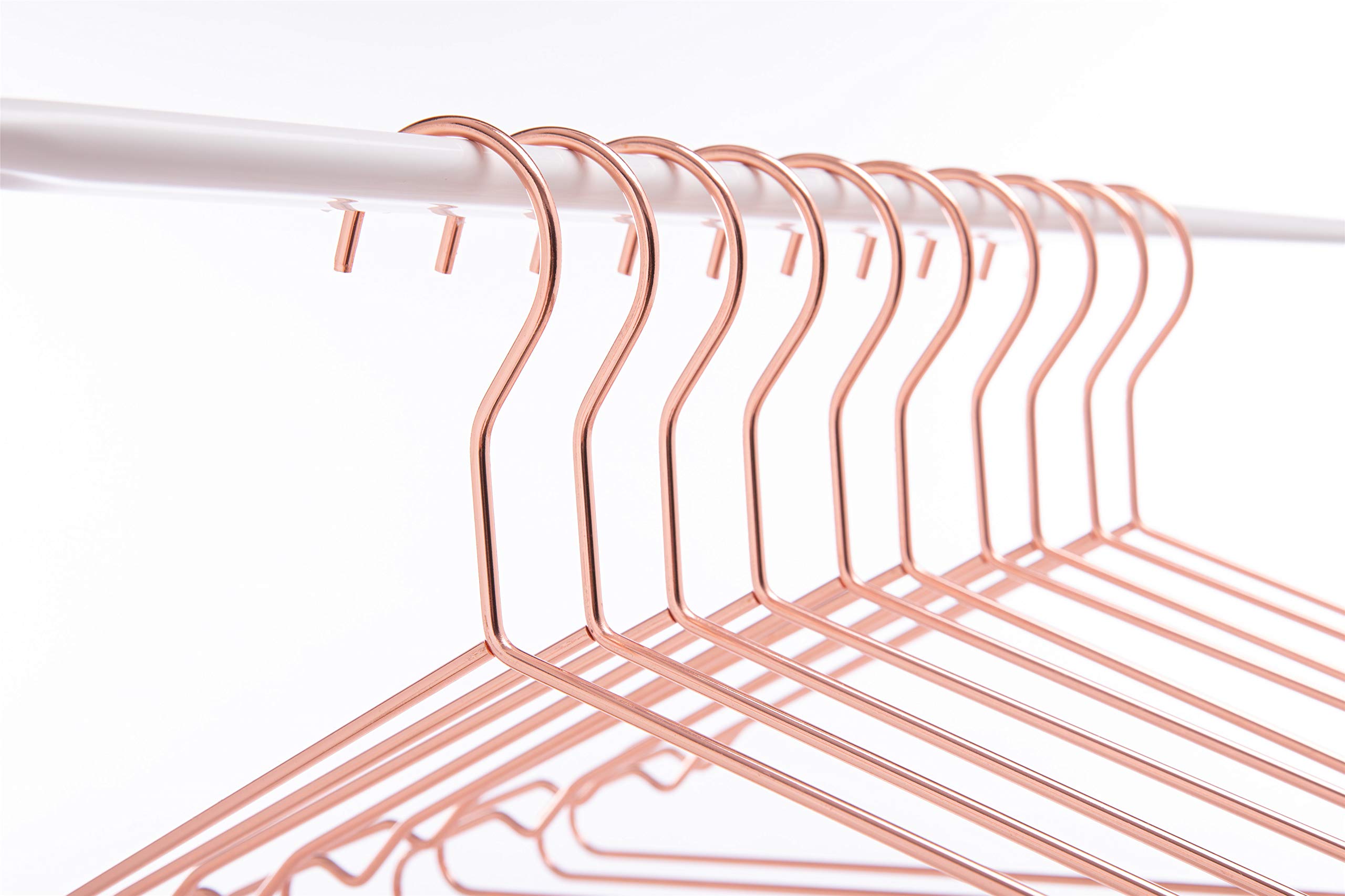 17 Inch Heavy Duty Rose Gold Metal Clothes Hanger - Premium Coat, Suit & Dress Hangers with Wide Notches (10-Pack) - Perfect for Closet Organization, Retail Stores & Luxury Garment Display