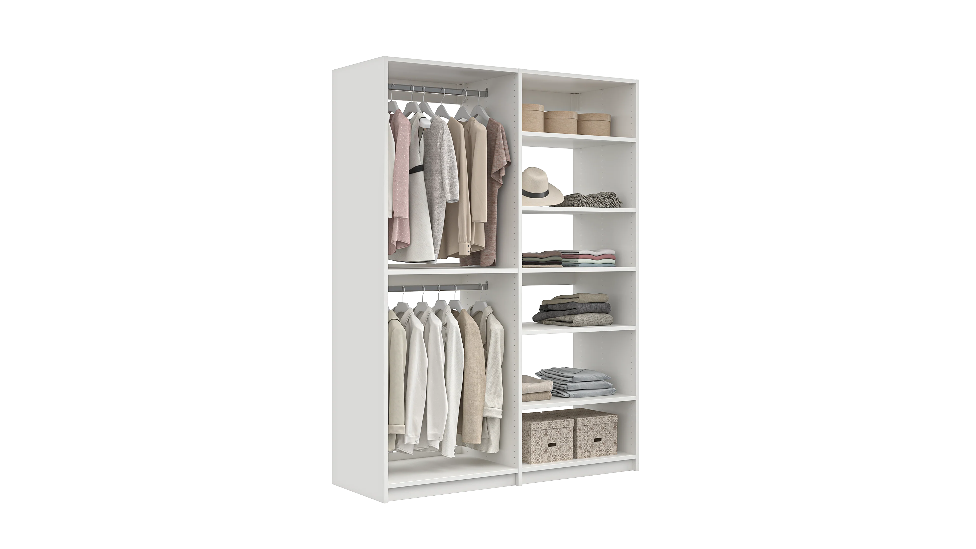 Milano Wardrobe Kit - Adjustable Shelves & Hanging Organizer for Closet Storage | Perfect for Bedroom, Walk-in Closet, and Dorm Organization