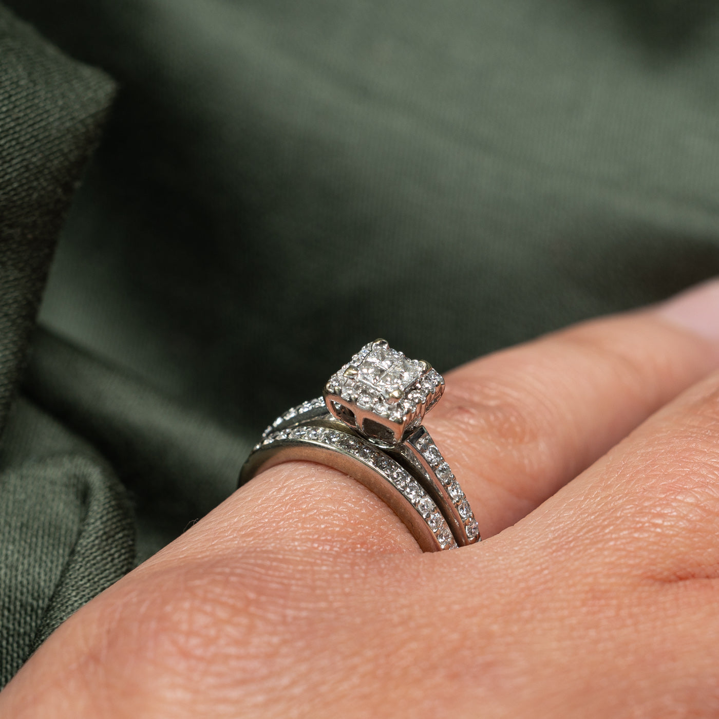 14K Illusion Set Diamond Wedding Ring Set | 0.24ctw & 0.30ctw | Size 4.5 | Elegant Bridal Jewelry for Engagement & Anniversary Gifts