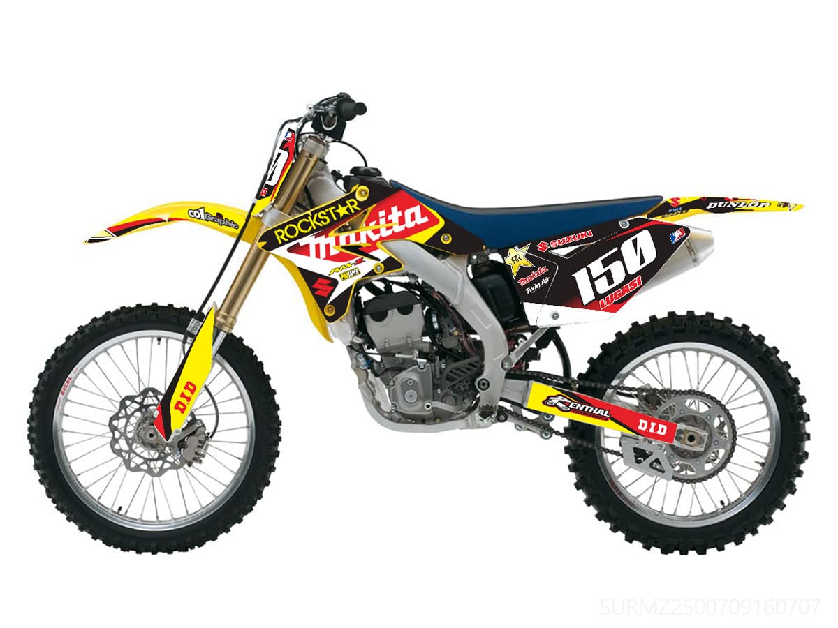 Suzuki RMZ 250 2007-2009 Full Graphics Decals Kit - High-Quality Dirt Bike Stickers for Off-Road Racing & Motocross Performance