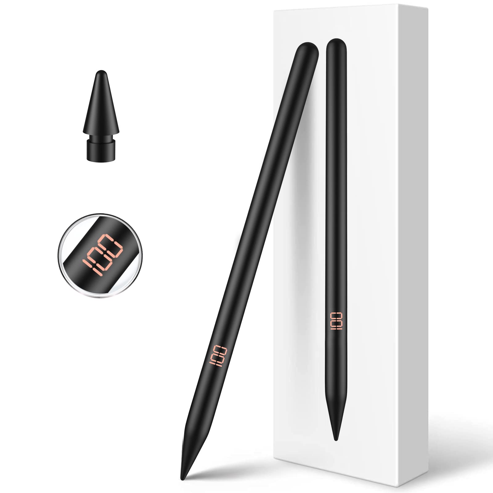 2nd Gen Stylus Pen for iPad with Wireless Charging, Palm Rejection & Digital Display - Compatible with iPad Mini 6, Air 4/5, Pro 11