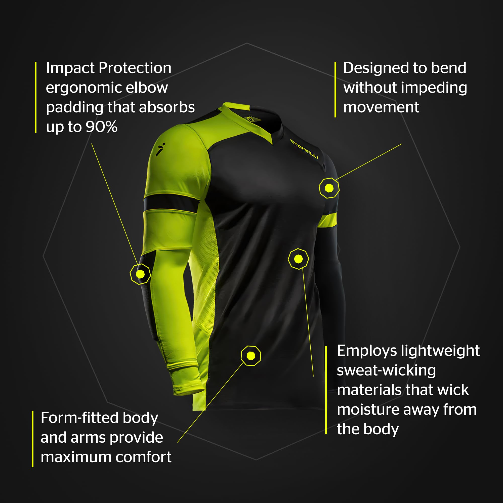 Storelli ExoShield Gladiator Goalkeeper Jersey - High-Impact Protection, Sweat-Wicking & Breathable Soccer Shirt for Goalkeepers | Perfect for Training, Matches & Competitive Play
