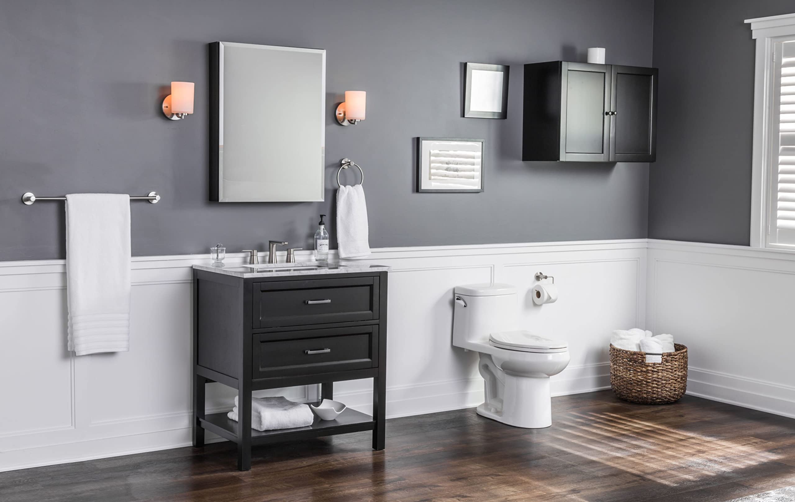 Miseno MNO120C Mia One-Piece High Efficiency Toilet with Elongated Chair Height Bowl - Soft Close Seat & Wax Ring Kit Included - Bright White - Perfect for Modern Bathrooms & Water-Saving Homes