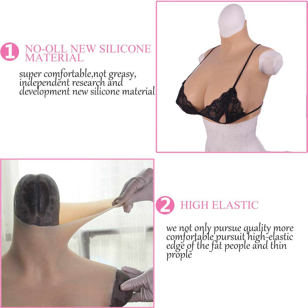 Premium H Cup Silicone Breast Forms for Crossdressers & Drag Queens - Oil-Free Silk Cotton Filler Breastplate (Ivory) | Realistic Prosthetics for Cosplay, Gender Affirmation & Performance Enhancement