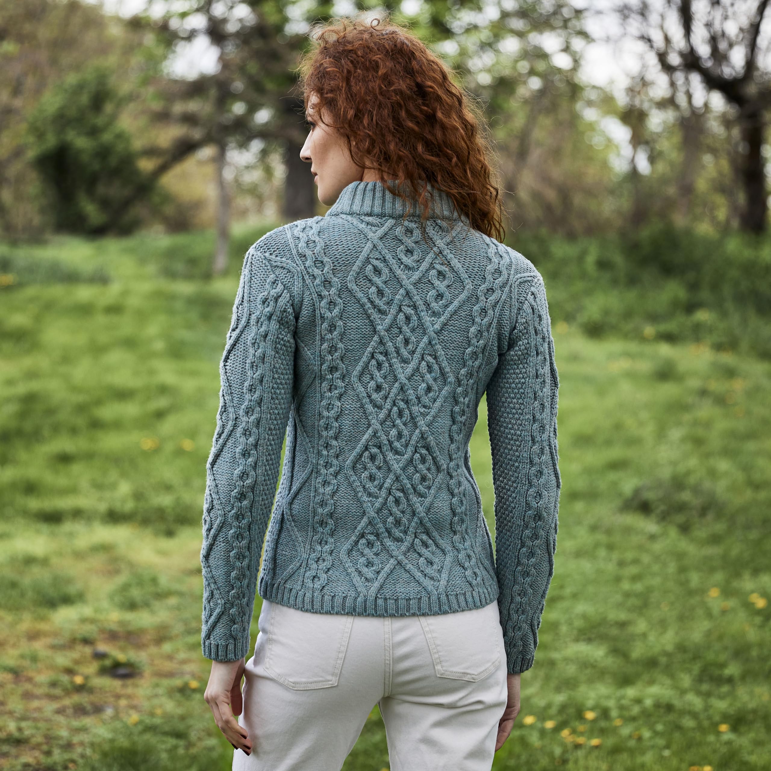 SAOL Women's Irish Cable Knit Wool Sweater - Warm Winter Pullover for Casual Outfits & Cozy Home Wear