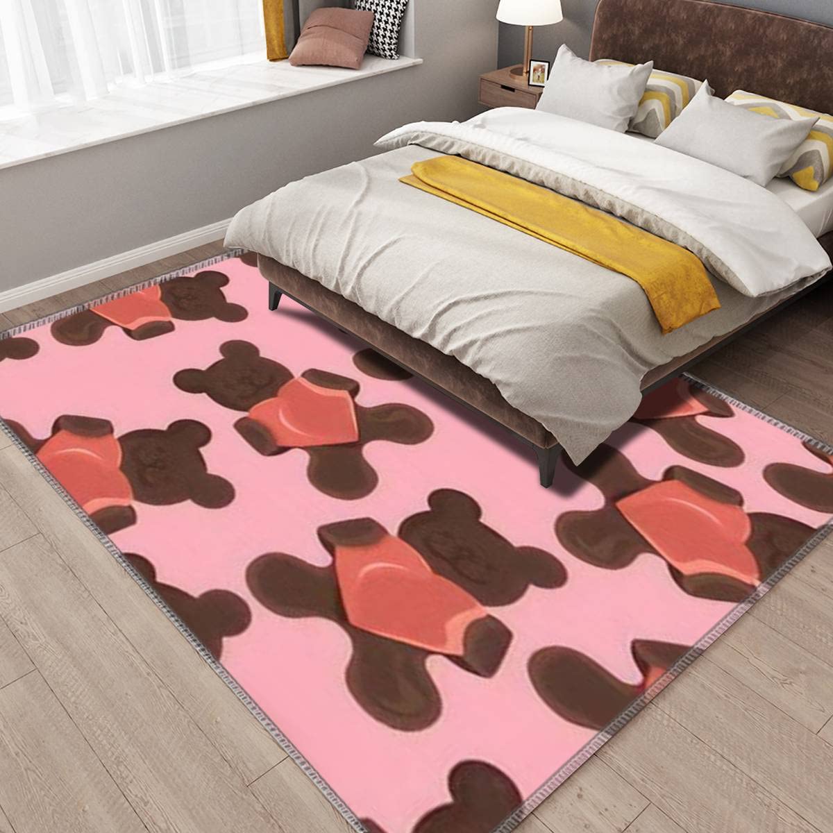 Bear Biscuit with Heart Area Rug - Soft Non-Slip Indoor/Outdoor Seamless Floor Carpet - 63