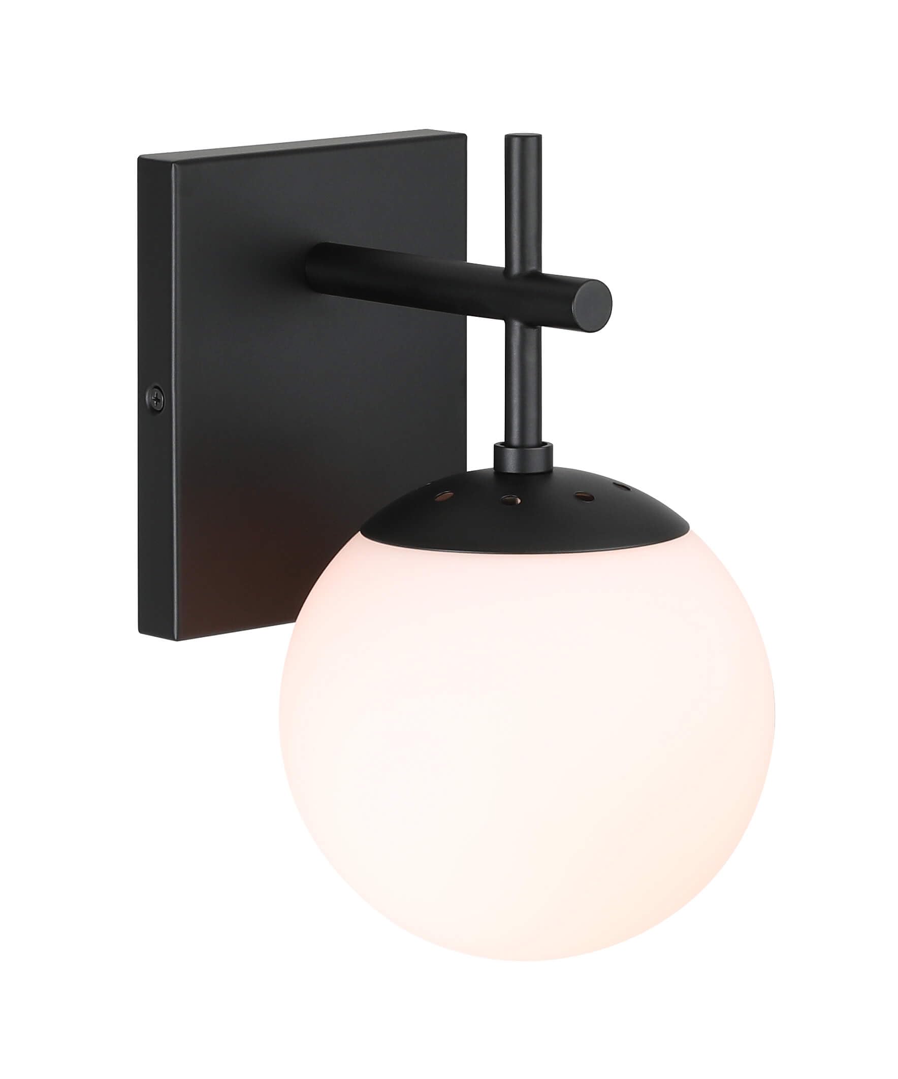 XiNBEi Mid Century Modern Black Glass Wall Sconce Light - 1-Light Bathroom Vanity Lighting for Bedroom, Hallway & Loft | Elegant Indoor Wall Lamp for Home Decor XB-W1320-1-MB