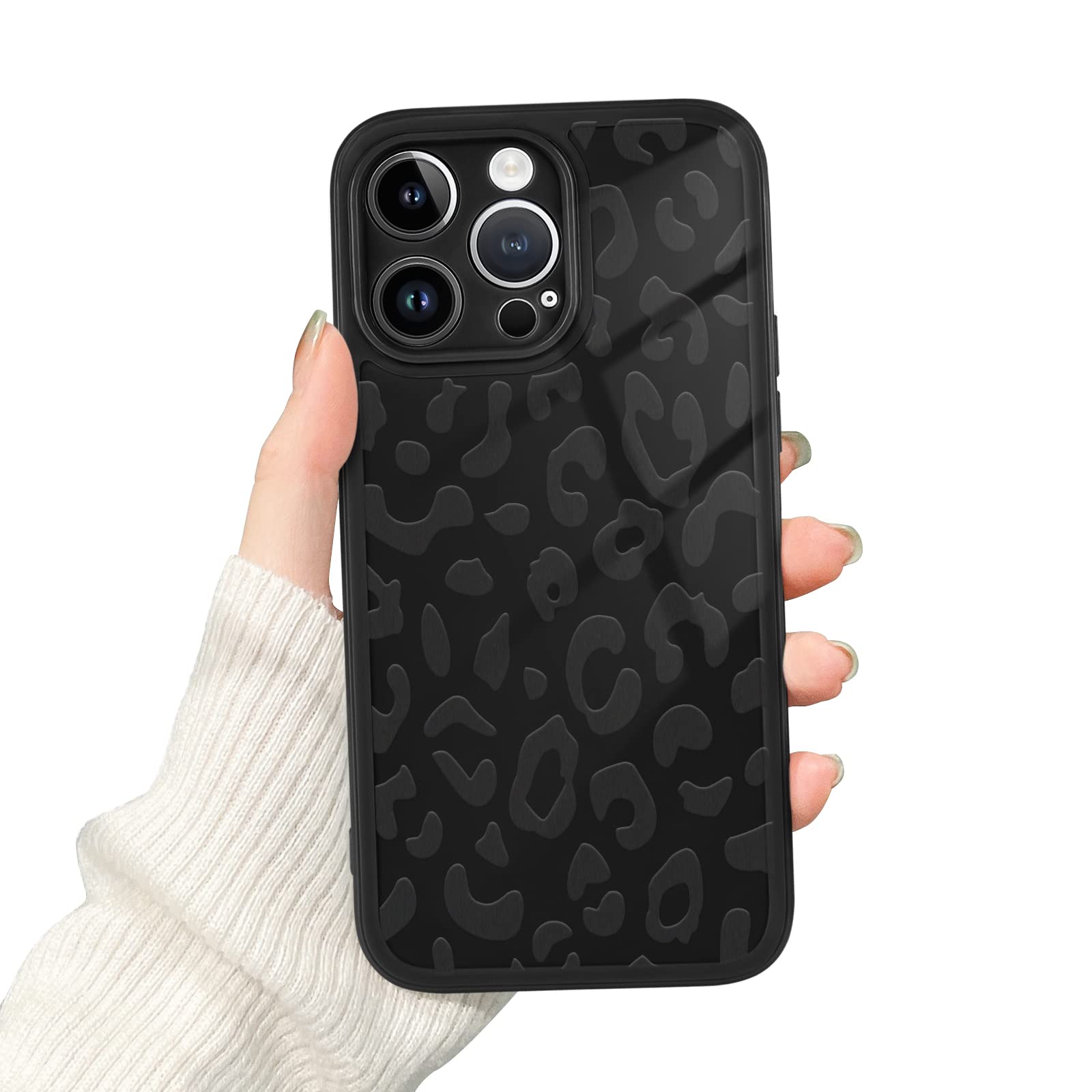 Newseego Luxury Leopard Print iPhone 14 Pro Max Case - Shockproof Soft TPU Bumper Cover with Full Camera Protection for Women (Black) | Perfect for Everyday Use, Work & Travel