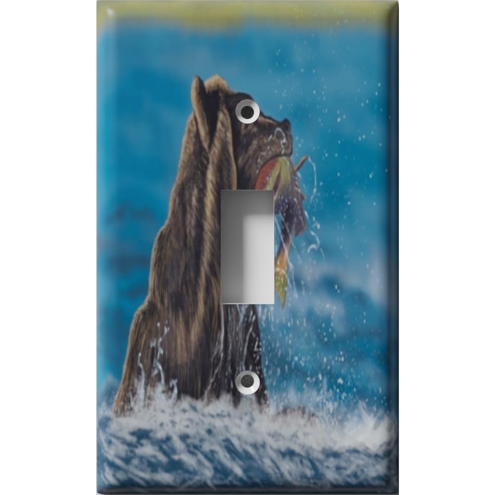 Bear Fishing 10 Decorative Light Switch Cover - Toggle Wall Plate for Cabin Decor