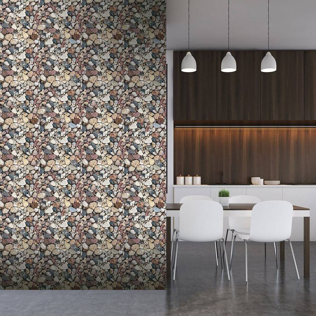 Blue and Brown Stone Texture Peel and Stick Removable Wallpaper - Self-Adhesive Decorative Vinyl for Bedroom, Living Room, Office & Home Decor - Easy to Apply & Remove