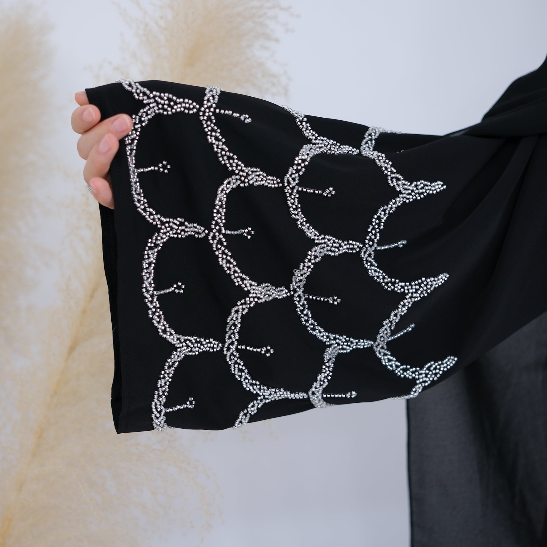 Elegant Irssane Nida Open Abaya Kimono - Black | Modest Muslim Dress for Women | Perfect for Prayer, Eid, and Special Occasions