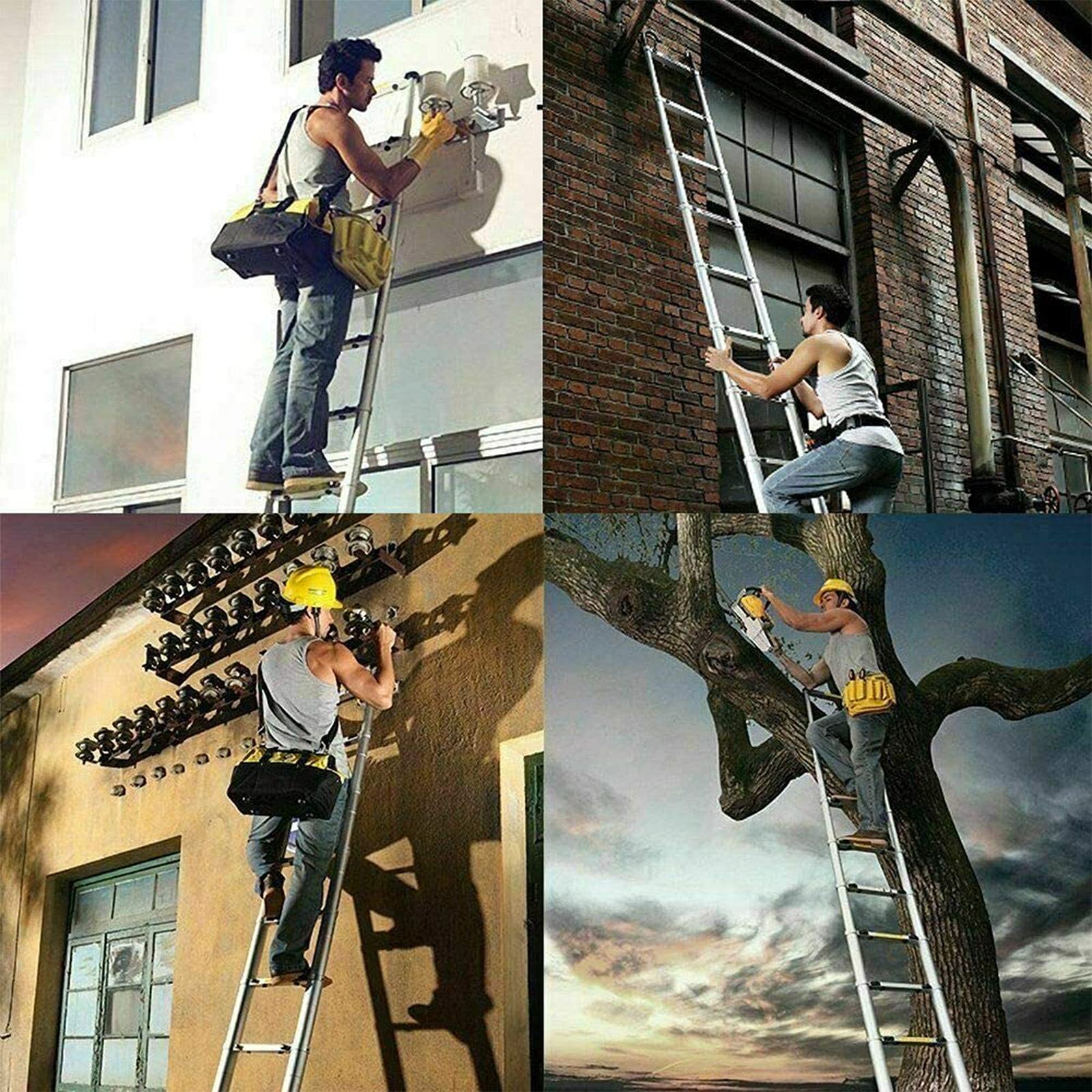 20.5FT Telescoping Ladder with Slow Down Safety Design - 300LBS Capacity, Anti-Slip Rungs & Lightweight Aluminum Construction - Spring Loaded Locking Mechanism, Adjustable Height for Easy Storage - Perfect for Home Roof Access, RV Maintenance, and Indoor/Outdoor Projects