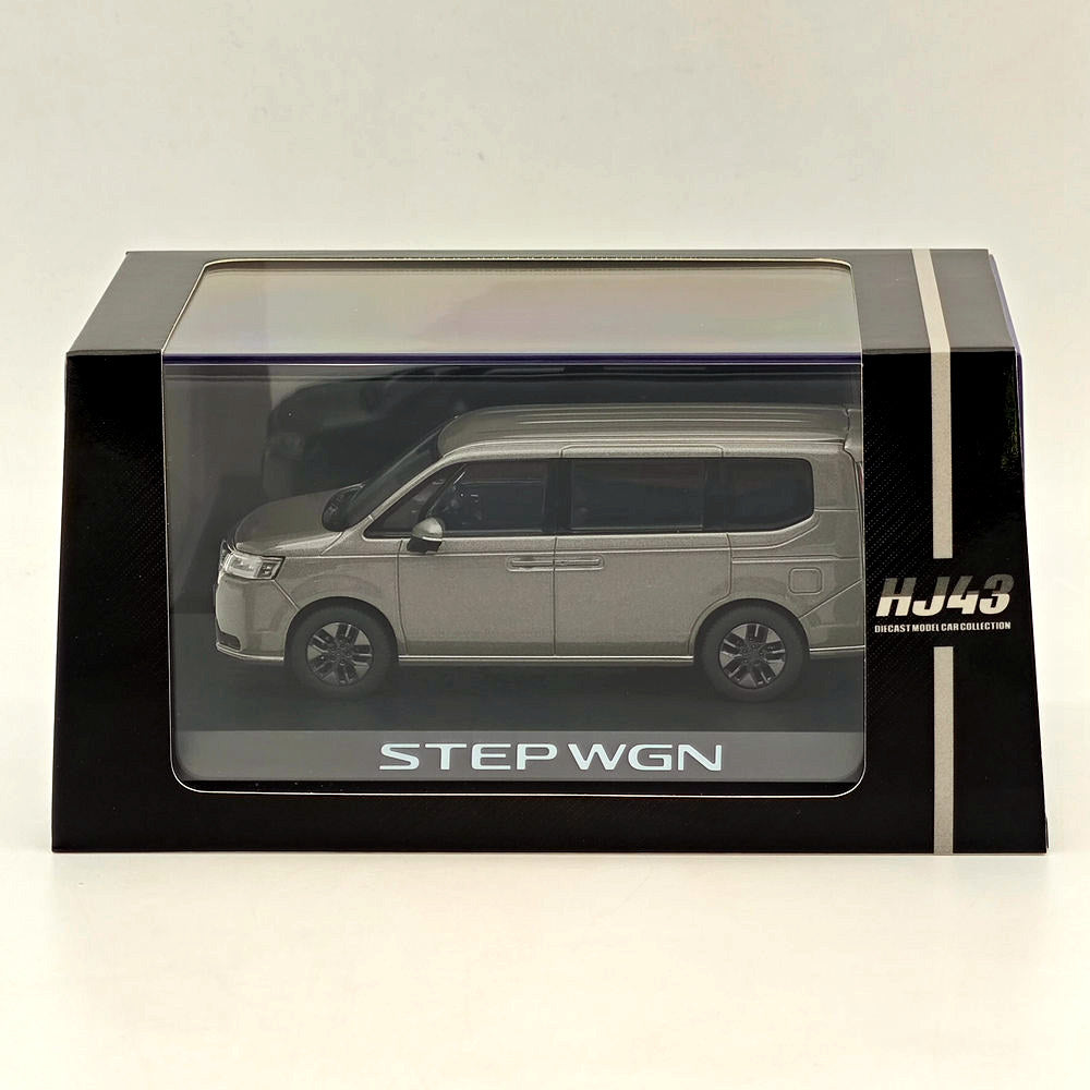1/43 Scale Honda STEP WGN e:HEV SPADA Super Platinum Gray Diecast Model Car - Hobby Japan HJ432004GM - Perfect for Collectors & Japanese Car Enthusiasts