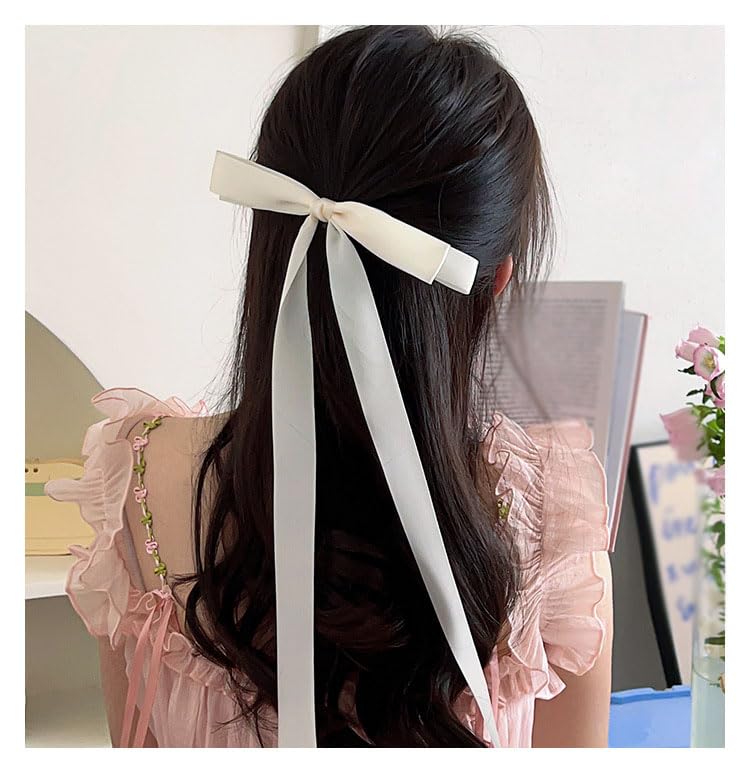 Elegant Hair Bow Clips for Girls & Women - Fashionable Tassel Ribbon Bows with Long Tail, Preppy Bowknot Claw Clips | Perfect Hair Accessories for Parties, Weddings & Daily Wear