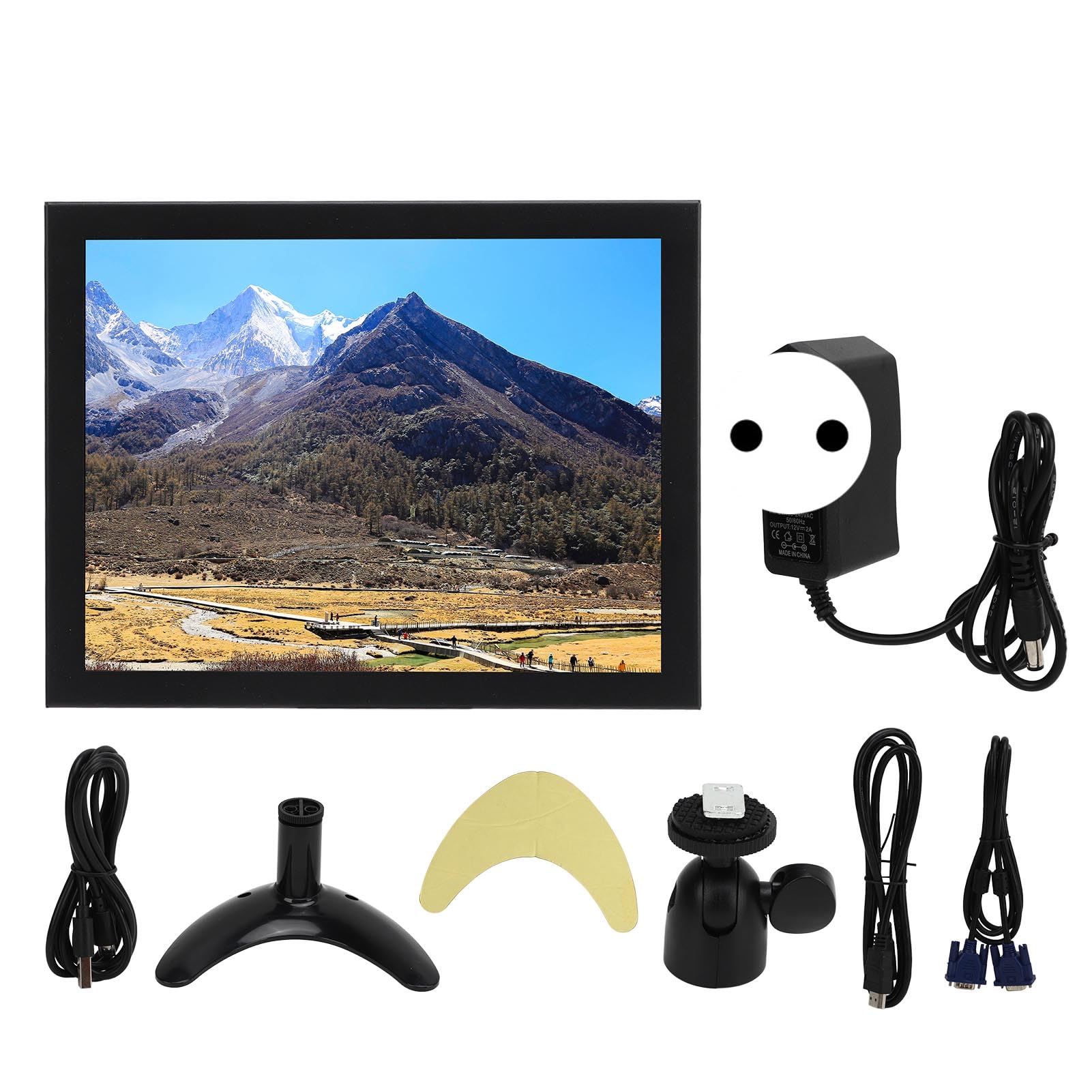 Yunseity Portable Touch Screen Monitor with Multi-Expansion Aluminum Alloy Interface for Smart City - European Plug | Ideal for Digital Signage, Remote Work & Smart Office Solutions