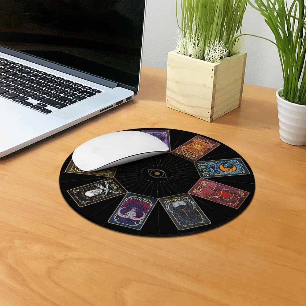 Non-Slip Round Mouse Pad - WIRESTER Tarot Style 3 Gaming Mousepad for PC, Laptop, Office & Home Use | Perfect for Work, Gaming & Computer Desks