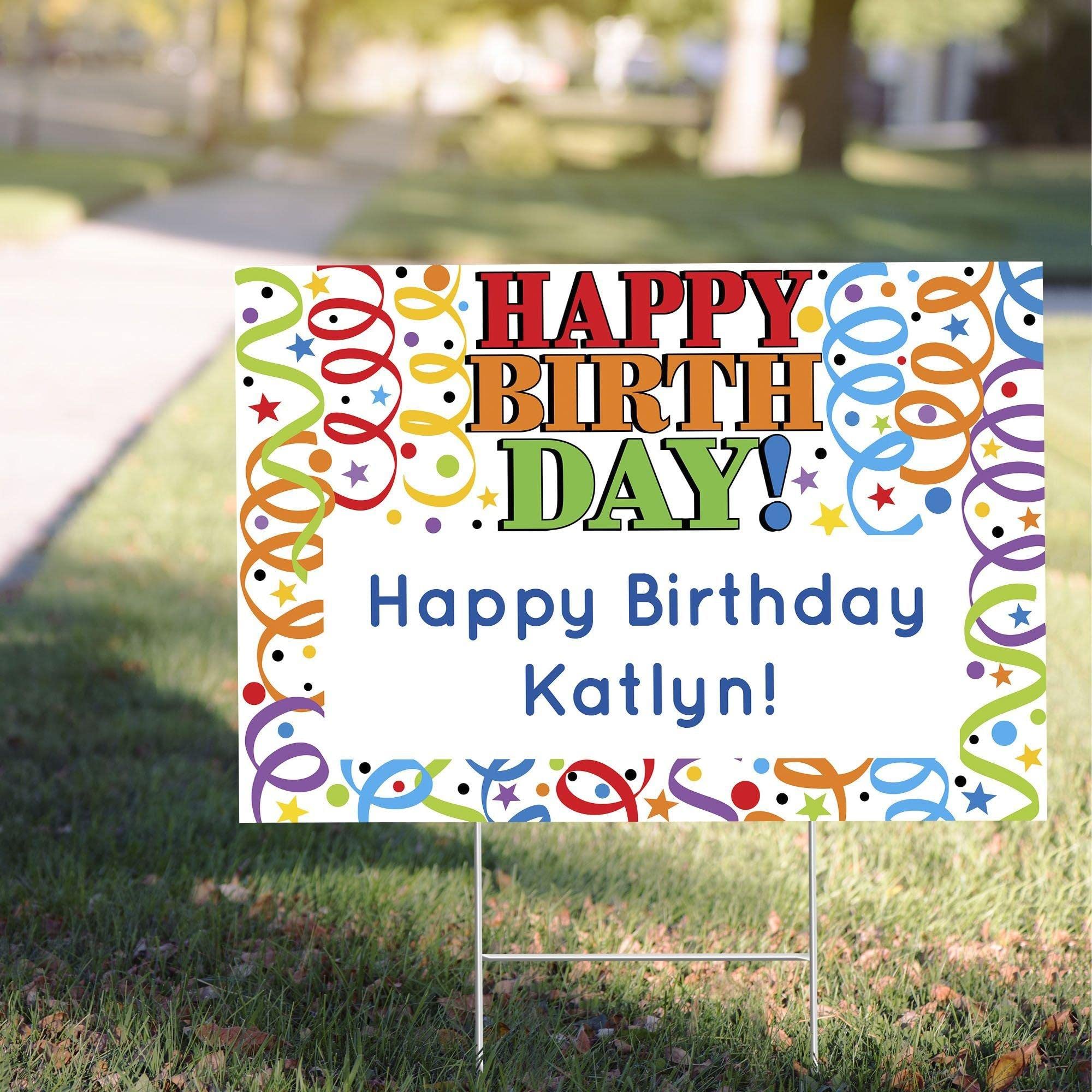 Custom Colorful Birthday Yard Sign - Personalized Party Decorations for Indoor & Outdoor Use - 22” W x 15” H - Perfect for Birthday Celebrations, Graduations & Special Events