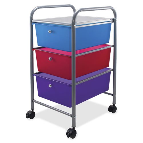 Advantus 3-Drawer Metal Storage Cabinet with Locking Casters - 15.5