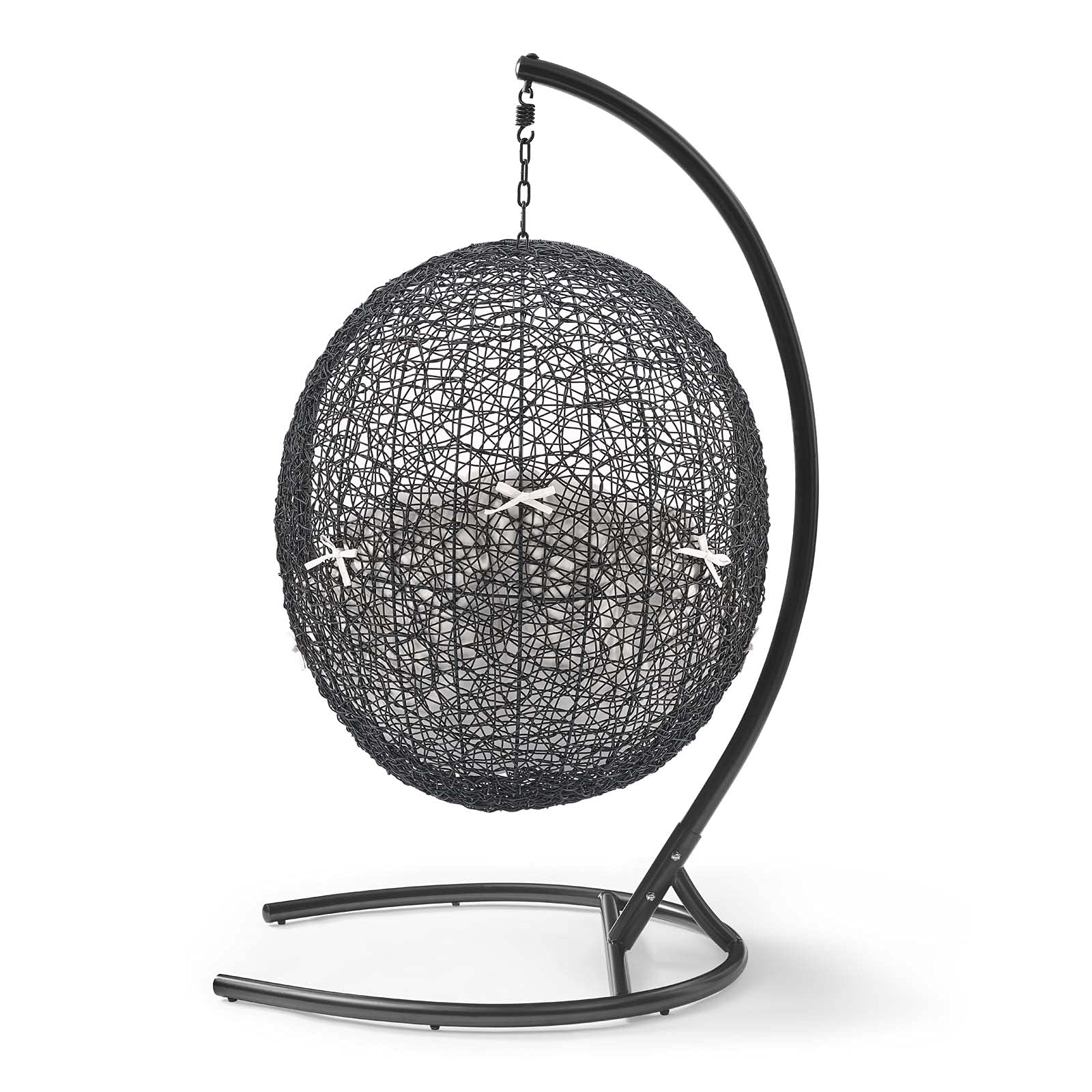 Modern Swing Lounge Chair - Black & White Outdoor Hanging Chair for Patio, Balcony, Cafe, Bistro, Garden & Hotel - Perfect for Relaxing, Lounging & Decorating Outdoor Spaces