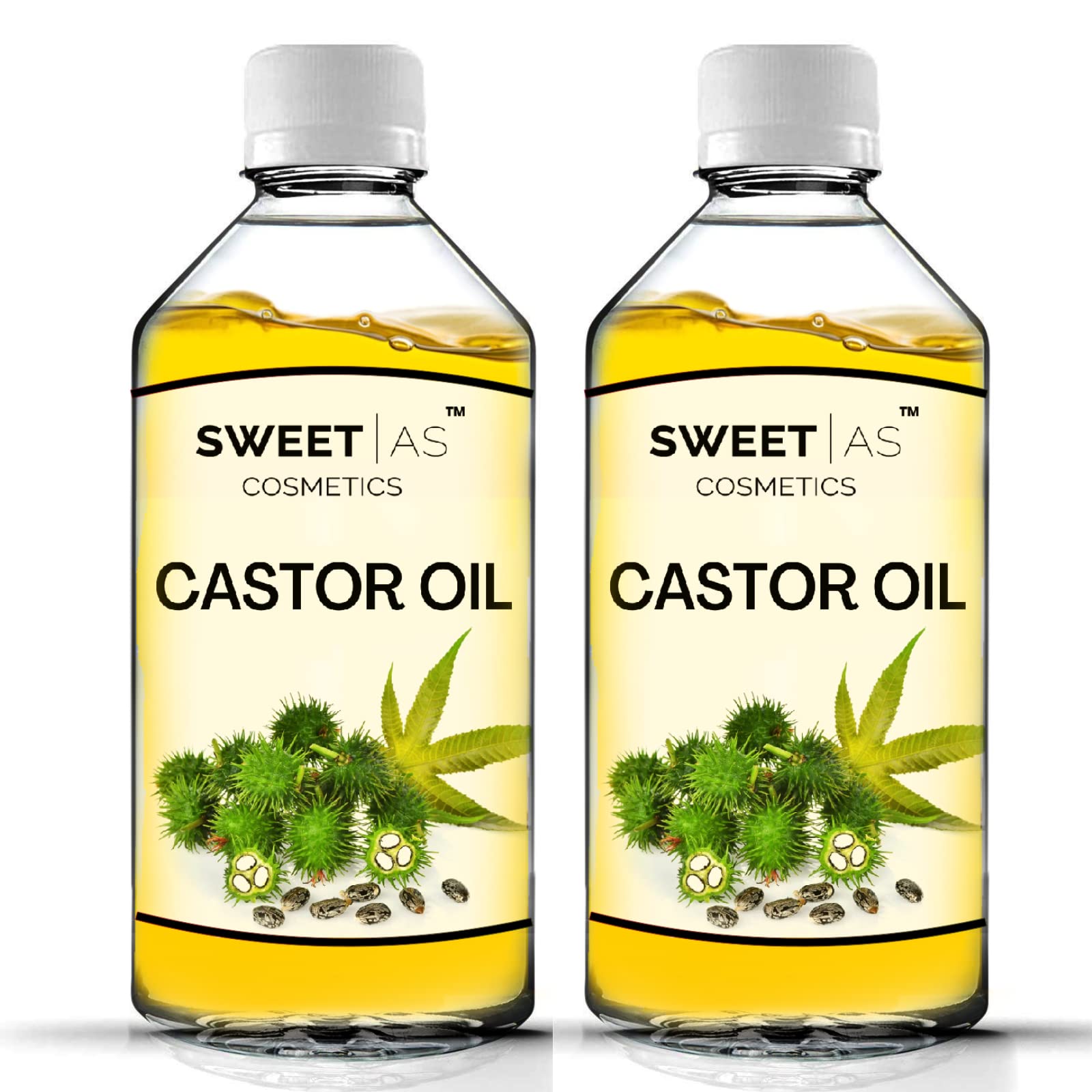 Sweet As Cosmetics Allied Pure Castor Oil - 100% Natural Cold Pressed, 100ml (Pack of 2) for Hair Growth, Eyelashes & Eyebrows | Perfect for DIY Beauty Treatments & Skin Care