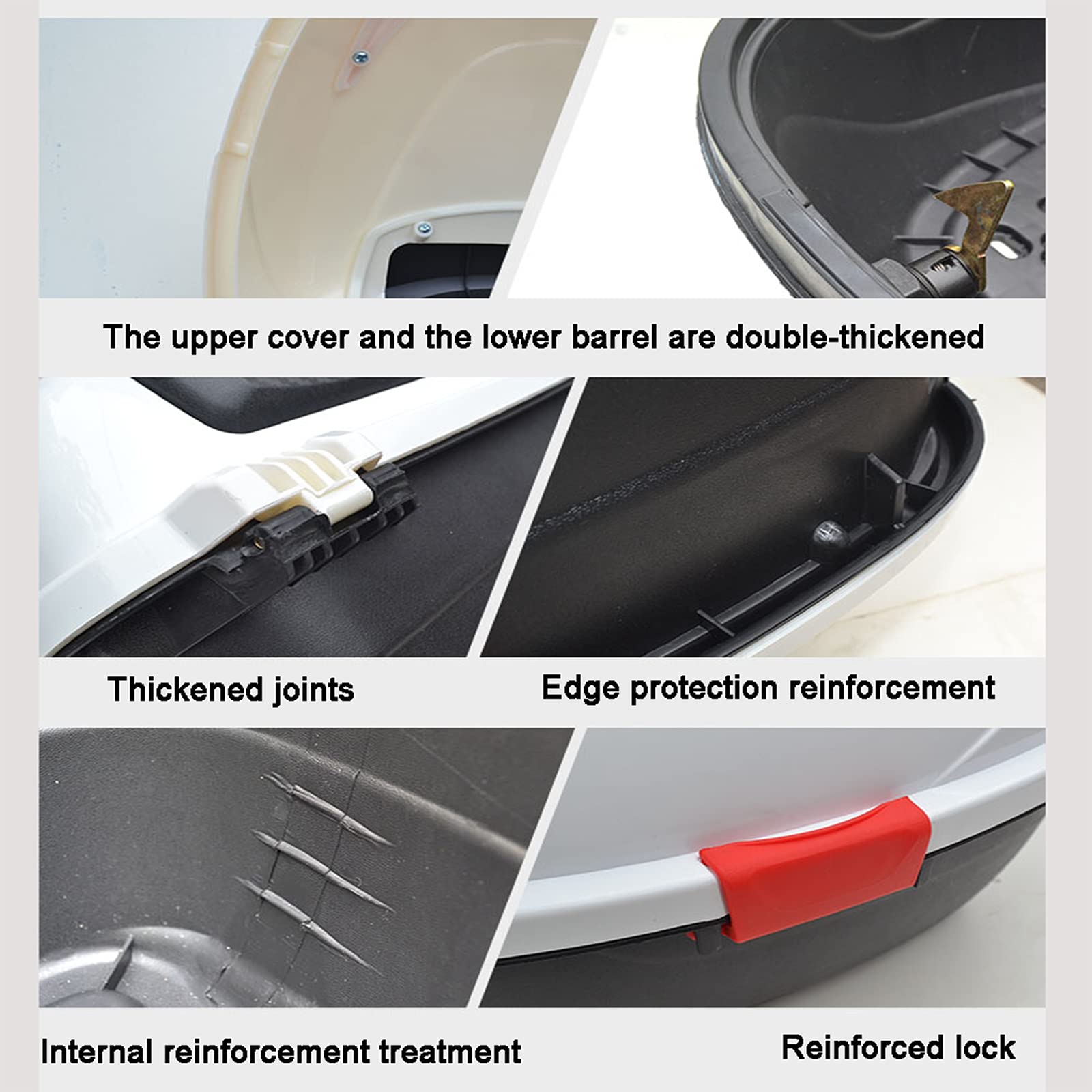 Motorcycle Scooter Top Box with Mounting Hardware - Store Helmet for Commuting & Travel