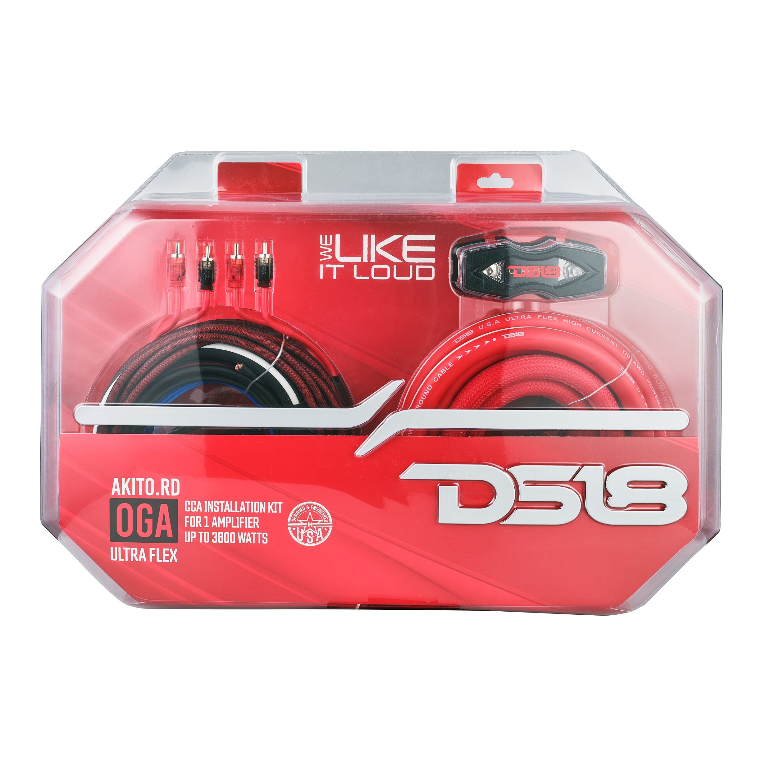 0 GA Amplifier Installation Wiring Kit - Heavy Duty Power Cable for Car Audio, Marine, RV & Solar Systems - Red