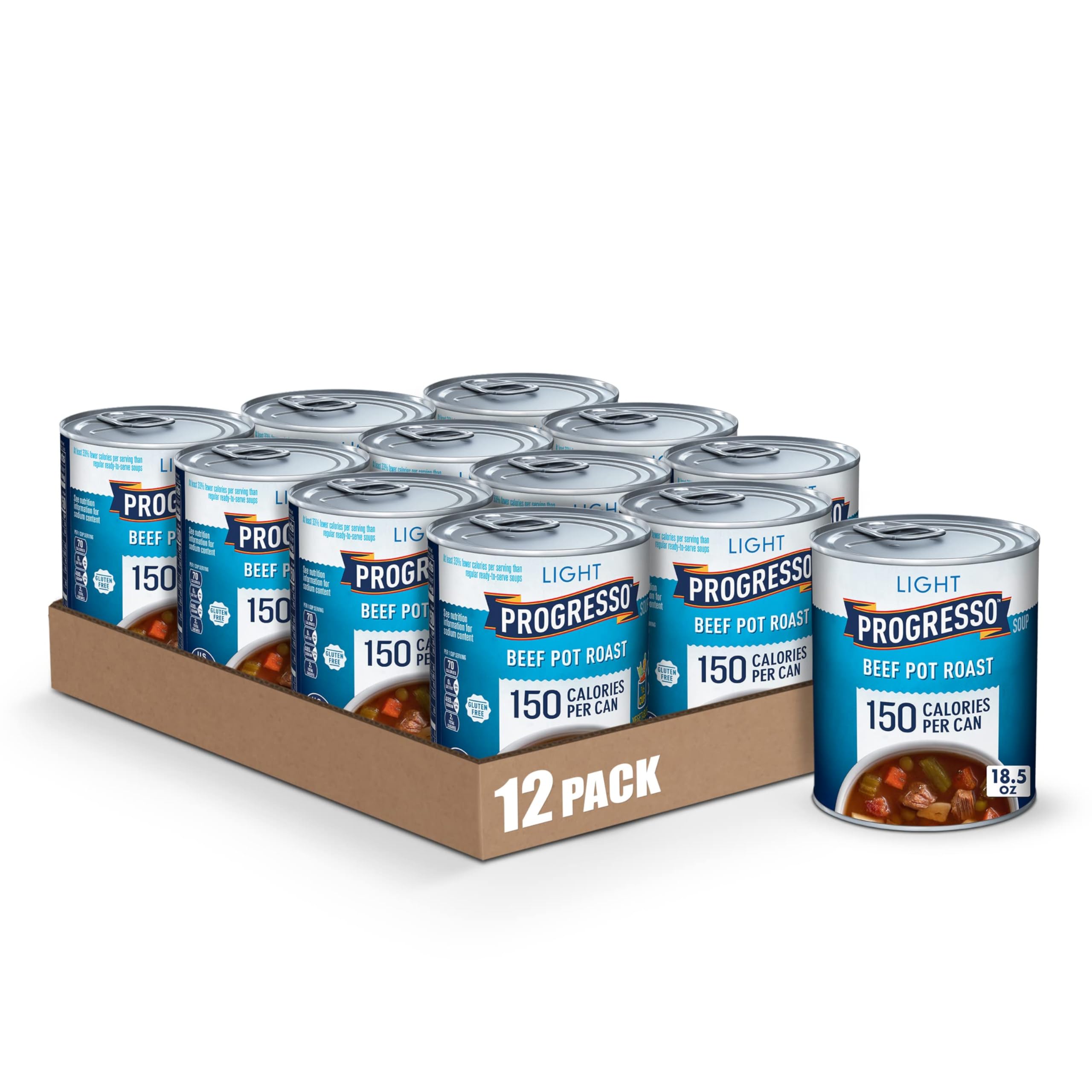 Progresso Light Beef Pot Roast Soup - Gluten Free, Low Calorie, 18.5 oz Can (Pack of 12) | Hearty Comfort Food for Quick Lunches, Easy Dinners & Emergency Pantry Meals