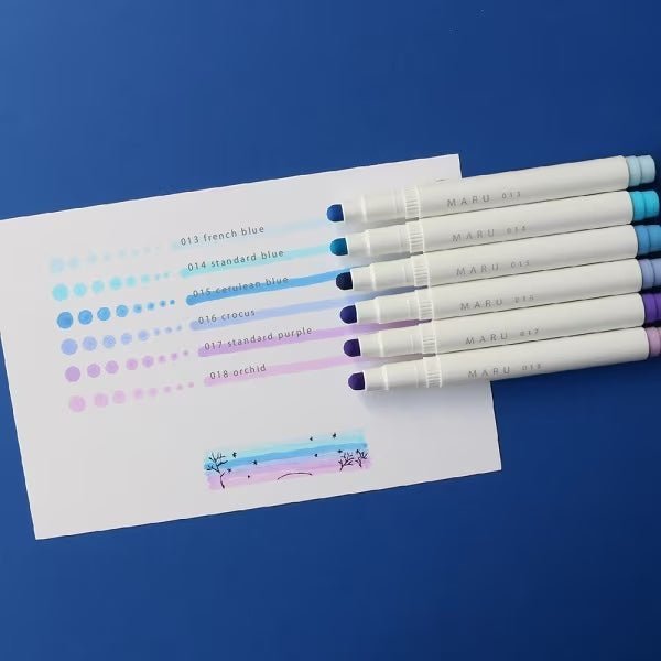 MARU Liner Highlighter Set - 6 Vibrant Colors for Study & Note-Taking | Premium Quality by Epoch Chemical | Perfect for Students, Office & School Supplies