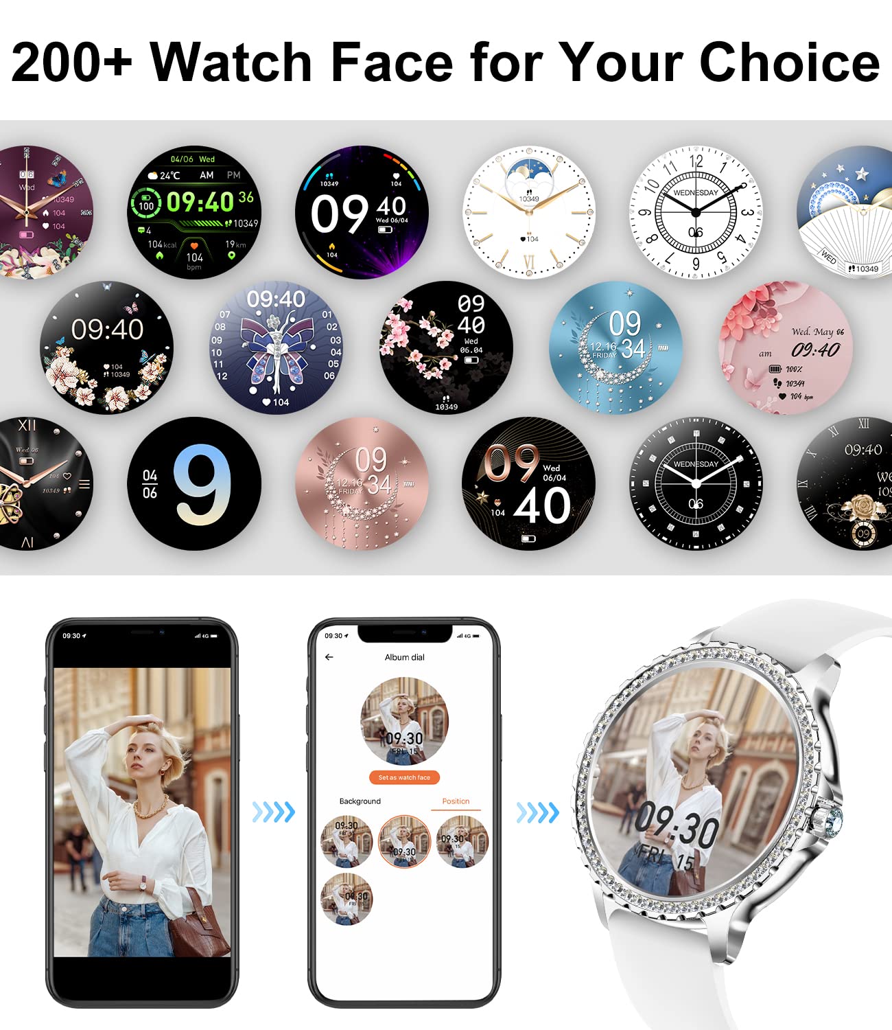 Women's Smart Watch with Bluetooth Phone Calls for Android & iOS - 1.32
