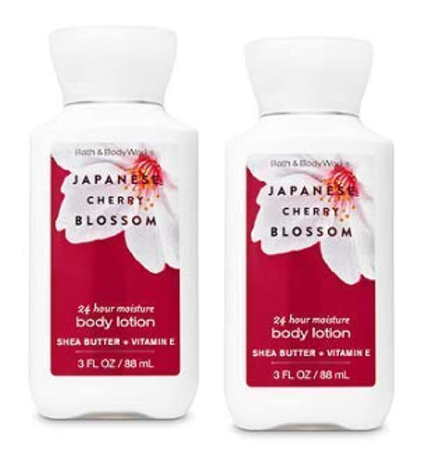 Bath & Body Works Japanese Cherry Blossom Moisturizing Body Lotion 3 oz (2-Pack) - 24-Hour Hydration, Travel Size for On-The-Go | Perfect for Dry Skin Care, Gym Bag Essentials & Vacation Must-Haves