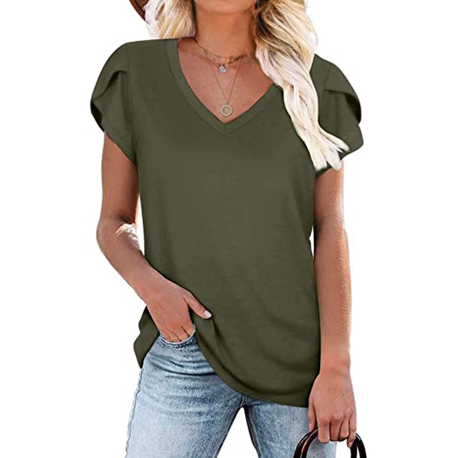 Women's Dressy Short Sleeve Crew Neck T-Shirts - Color Block Casual Summer Tops & Loose Blouses for Work, Date Night & Weekend Outfits