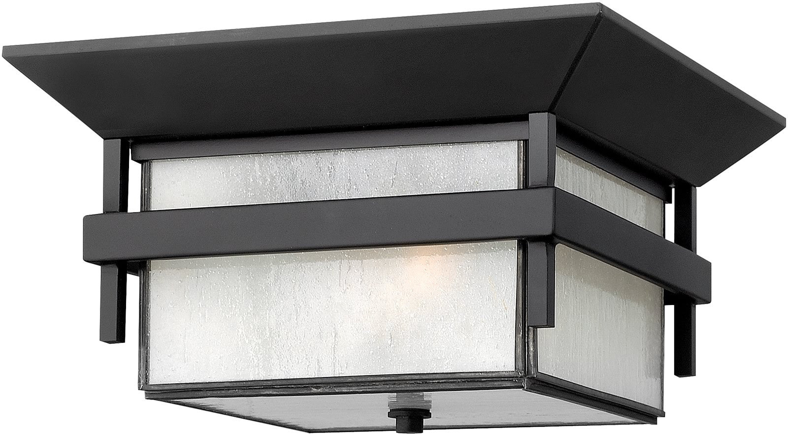 12W Harbor 2-Light Outdoor Flush Mount Ceiling Light Fixture in Satin Black - Perfect for Porch, Patio, Garage & Entryway Lighting