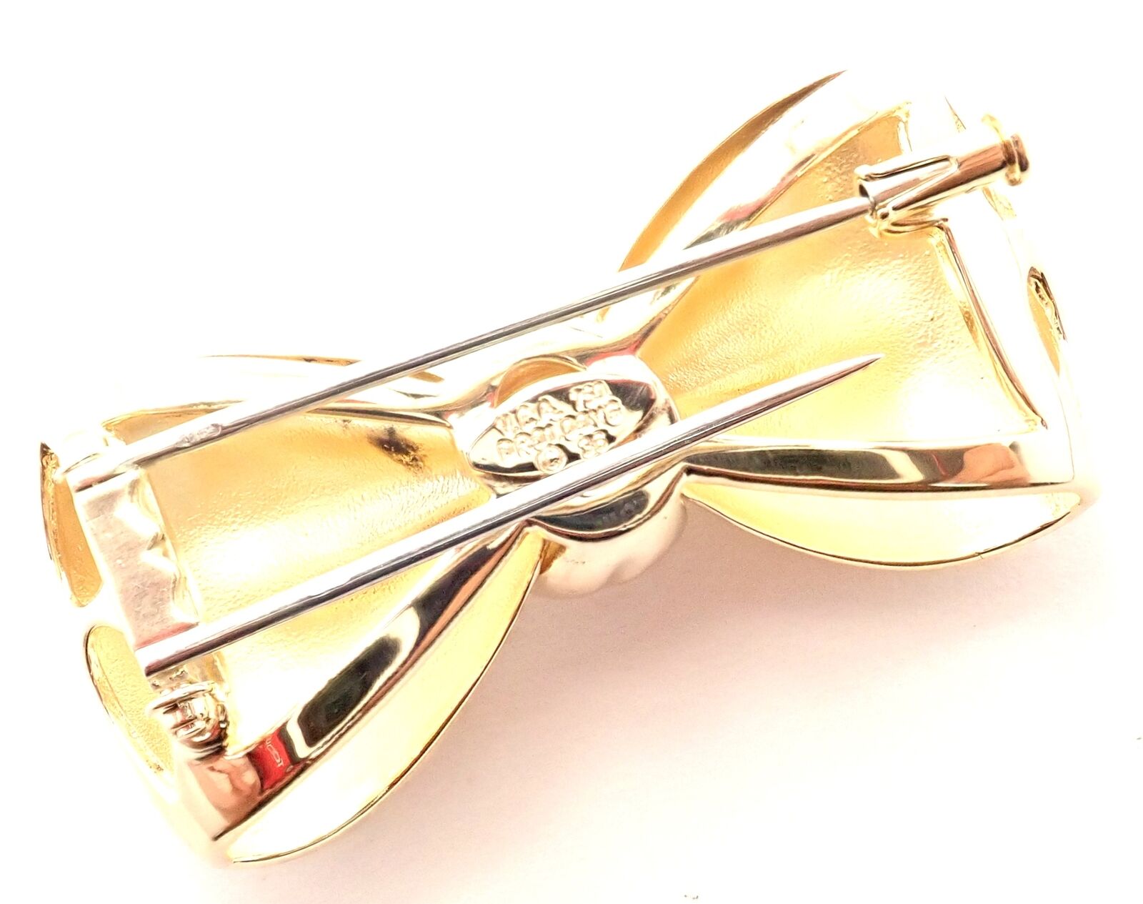 Authentic Van Cleef & Arpels 18k Yellow Gold Bow Pin Brooch - Vintage Luxury Jewelry for Women, Perfect for Weddings & Special Occasions