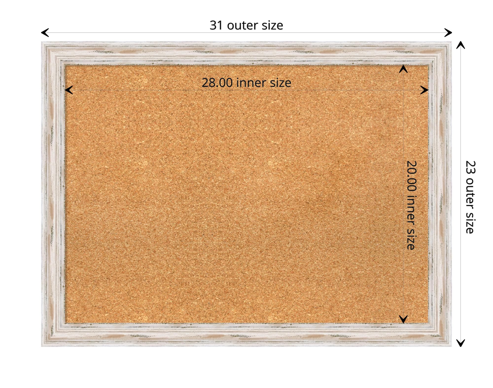 Amanti Art 23x31 Inch Natural Cork Bulletin Board with White Wood Frame - Vision Board, Office Decor, Home Organization Pinboard for Wall Display | Perfect for Home Office, Kitchen, Dorm & Coastal Decor