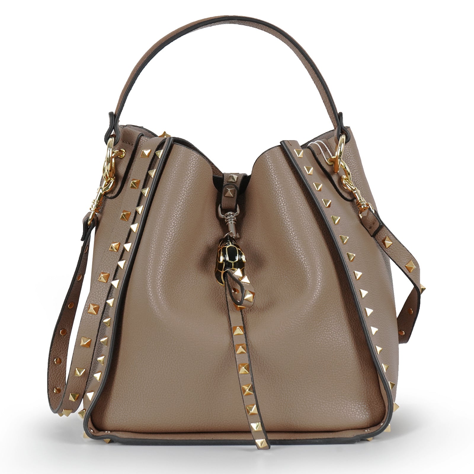 Stylish Studded Bucket Shoulder Bag for Women - Trendy Crossbody Purse with Metal Accents | Perfect for Casual Outings, Date Nights & Travel Accessories