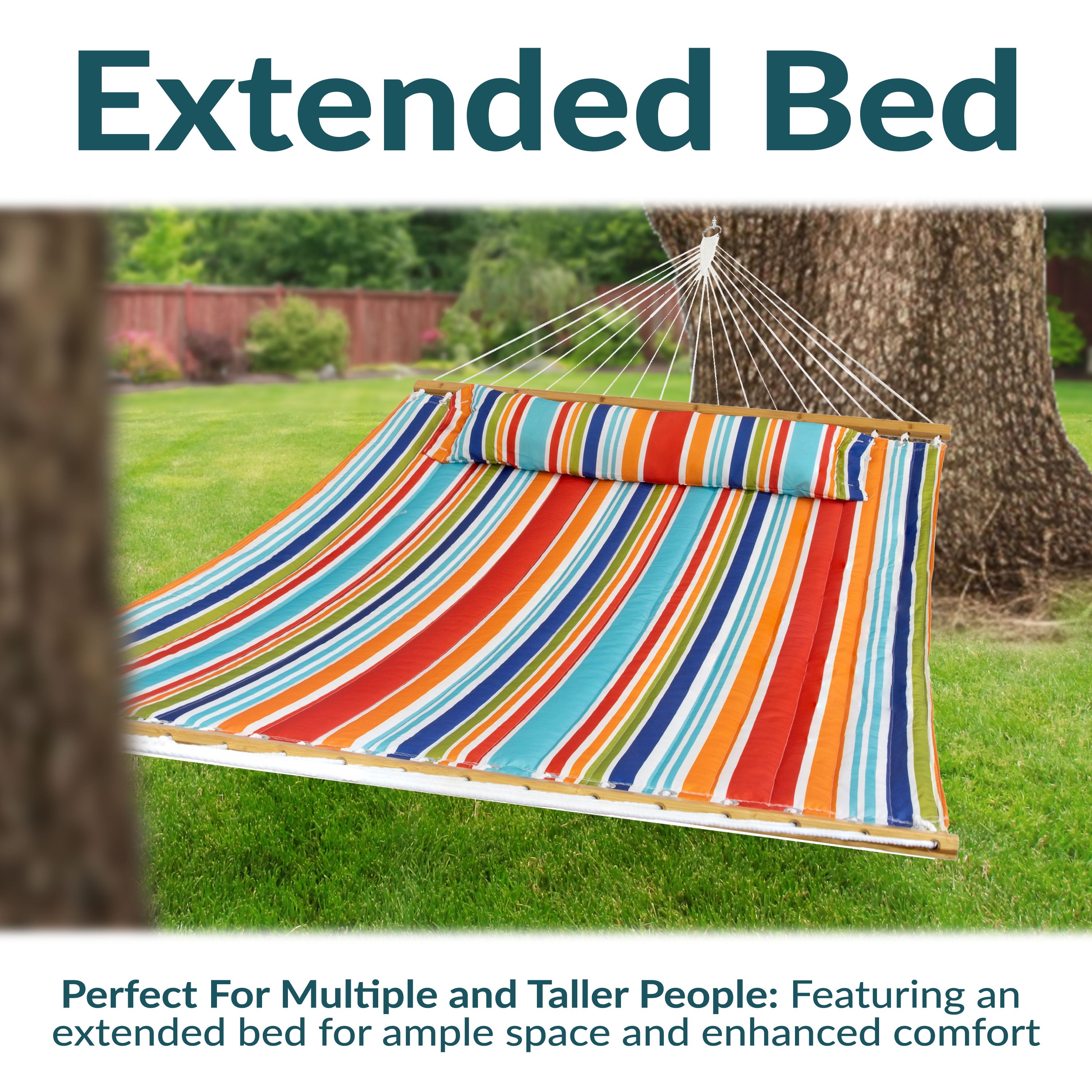 Sunnydaze 2 Person Extra Large Quilted Outdoor Hammock - 77.5