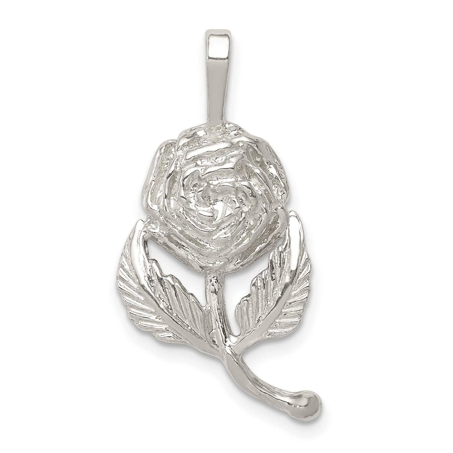 23mm x 10mm Sterling Silver Rose Pendant Necklace - Elegant Jewelry Gift for Women, Perfect for Valentine's Day, Anniversary & Special Occasions