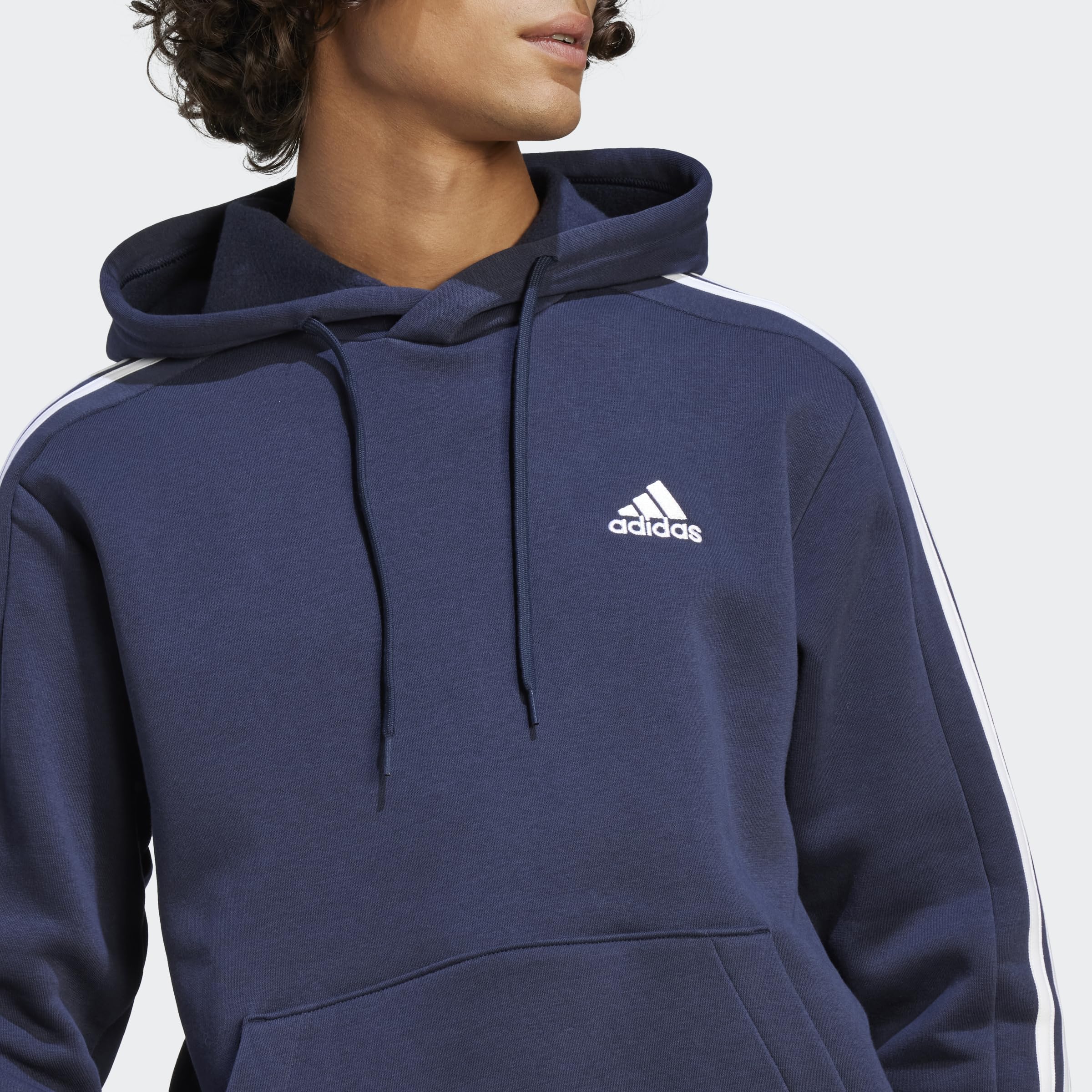 adidas Men's Essentials Fleece 3-Stripes Hoodie - Soft & Warm Pullover Sweatshirt for Casual Wear, Gym & Outdoor Activities