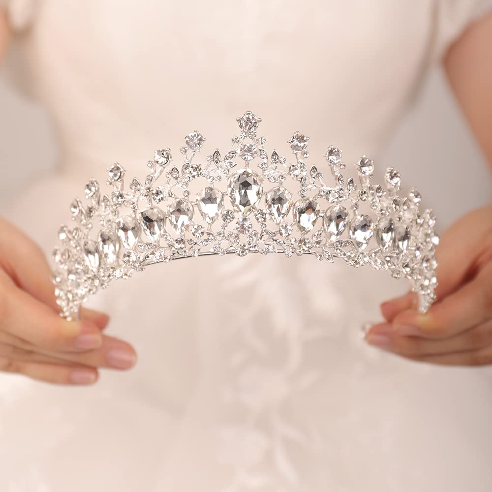 JWICOS Elegant Crystal Tiara Crown for Women & Girls - Wedding Bridal Headpiece, Prom Queen Pageant Hair Accessory (Perfect for Weddings, Proms, Pageants, Cosplay & Special Occasions)