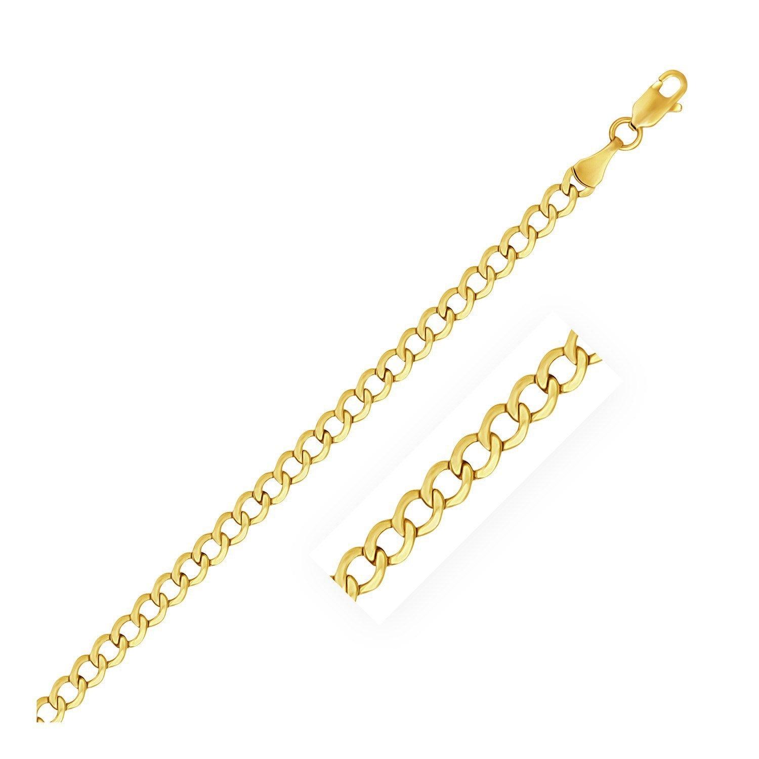 4.4mm 10k Yellow Gold Curb Chain Necklace for Men & Women - Durable Luxury Jewelry for Everyday Wear, Gifts & Special Occasions
